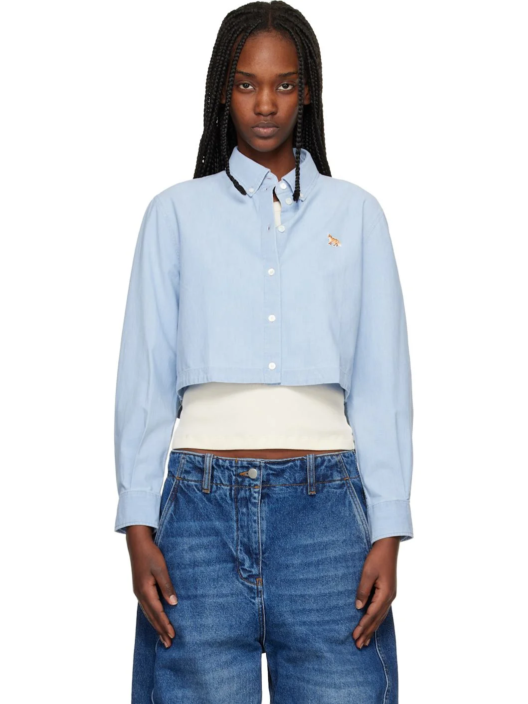 Blue Baby Fox Cropped Shirt - 1