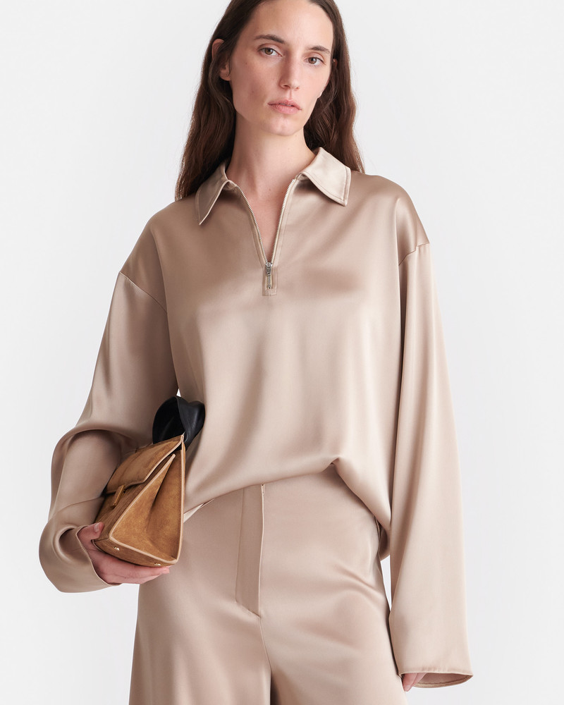 Nanushka Slip Satin Polo-Neck Top outlook