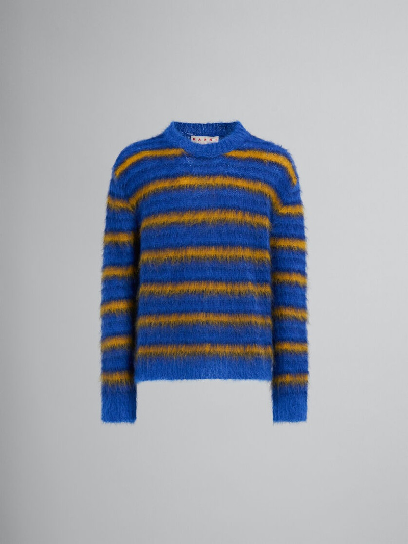 TURQUOISE STRIPED MOHAIR SWEATER - 1