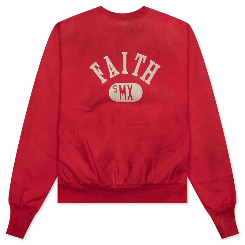SAINT M×××××× FAITH CREW SWEATER - RED outlook