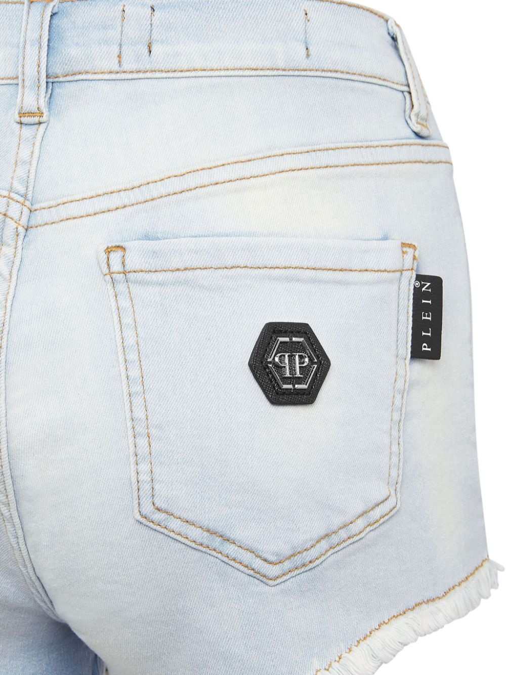 logo-appliquÃ© denim shorts - 3