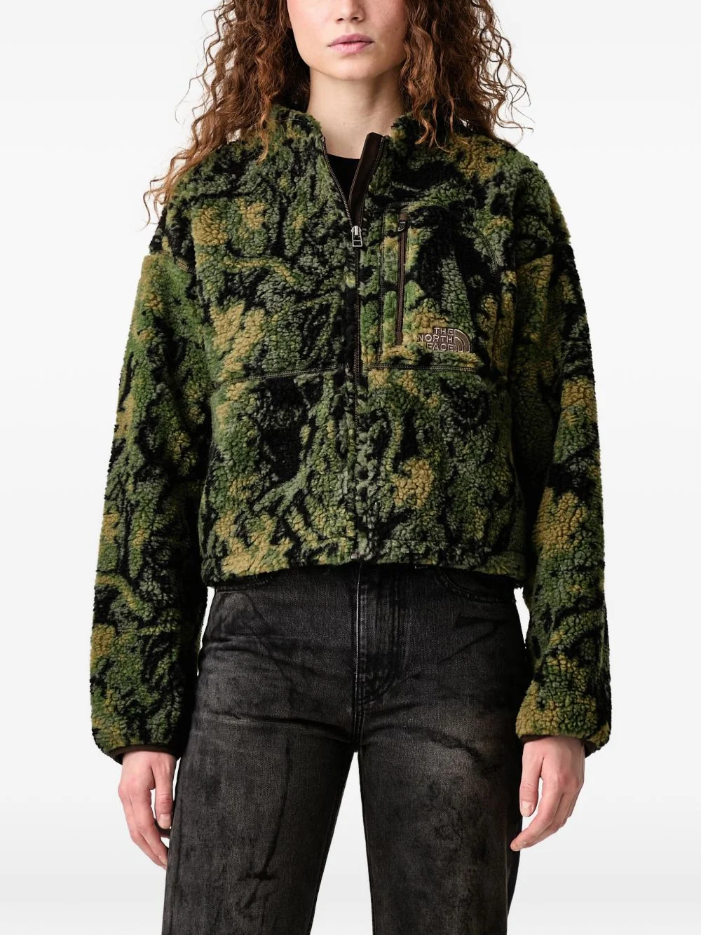fleece zip-up cropped jacket - 1