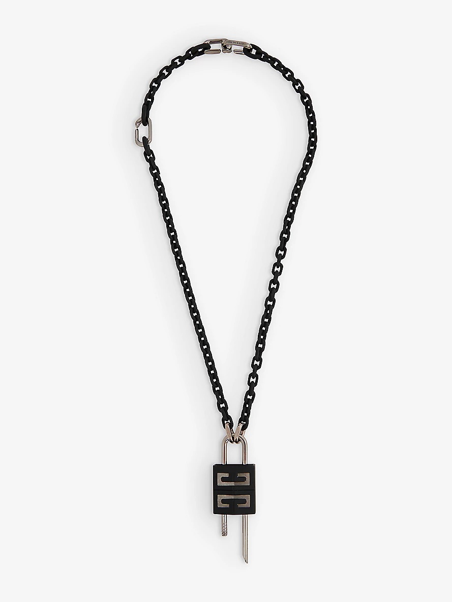 Lock brass and enamel necklace - 1