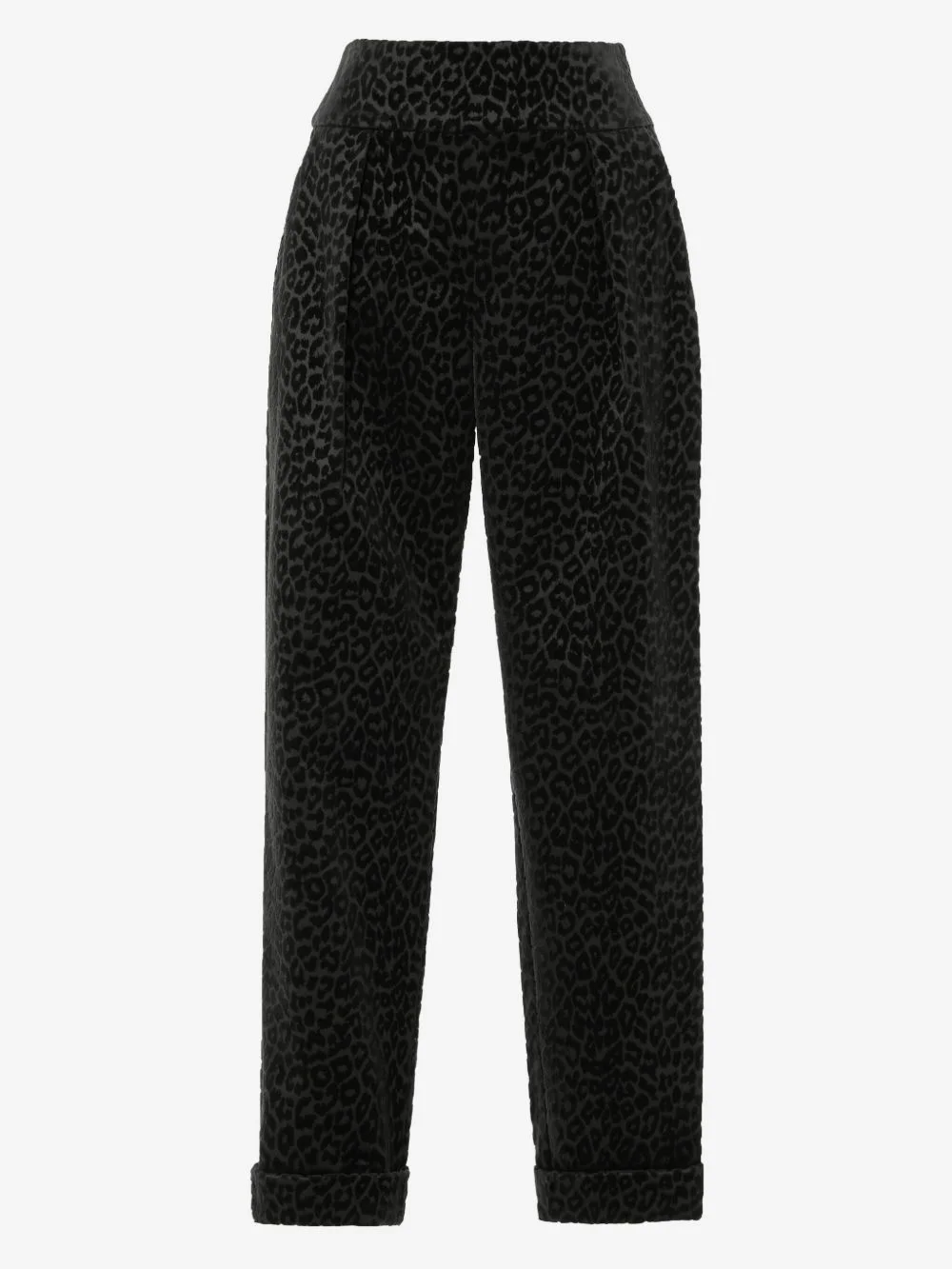 leopard-print velvet trousers - 1