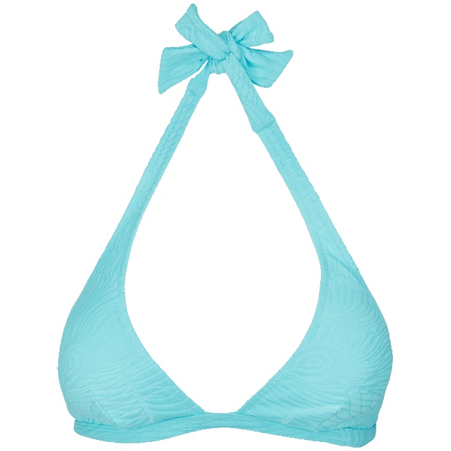 Women Halter Bikini Top Plumes Jacquard - 1