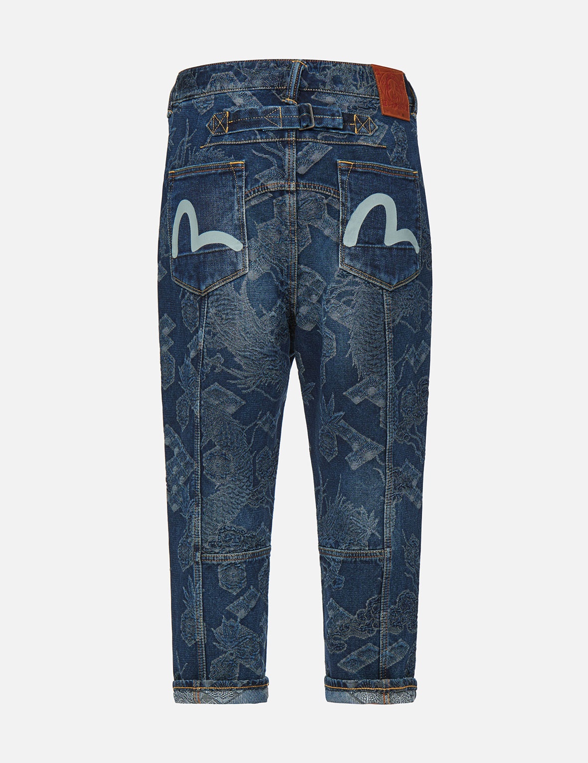 DRAGON JACQUARD DROP CROTCH DENIM JEANS - 2