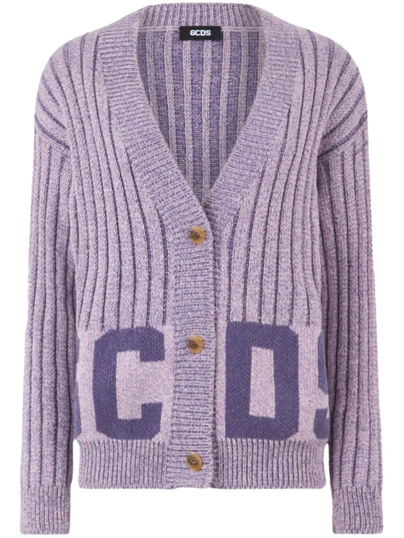 intarsia-knit logo cardigan 1