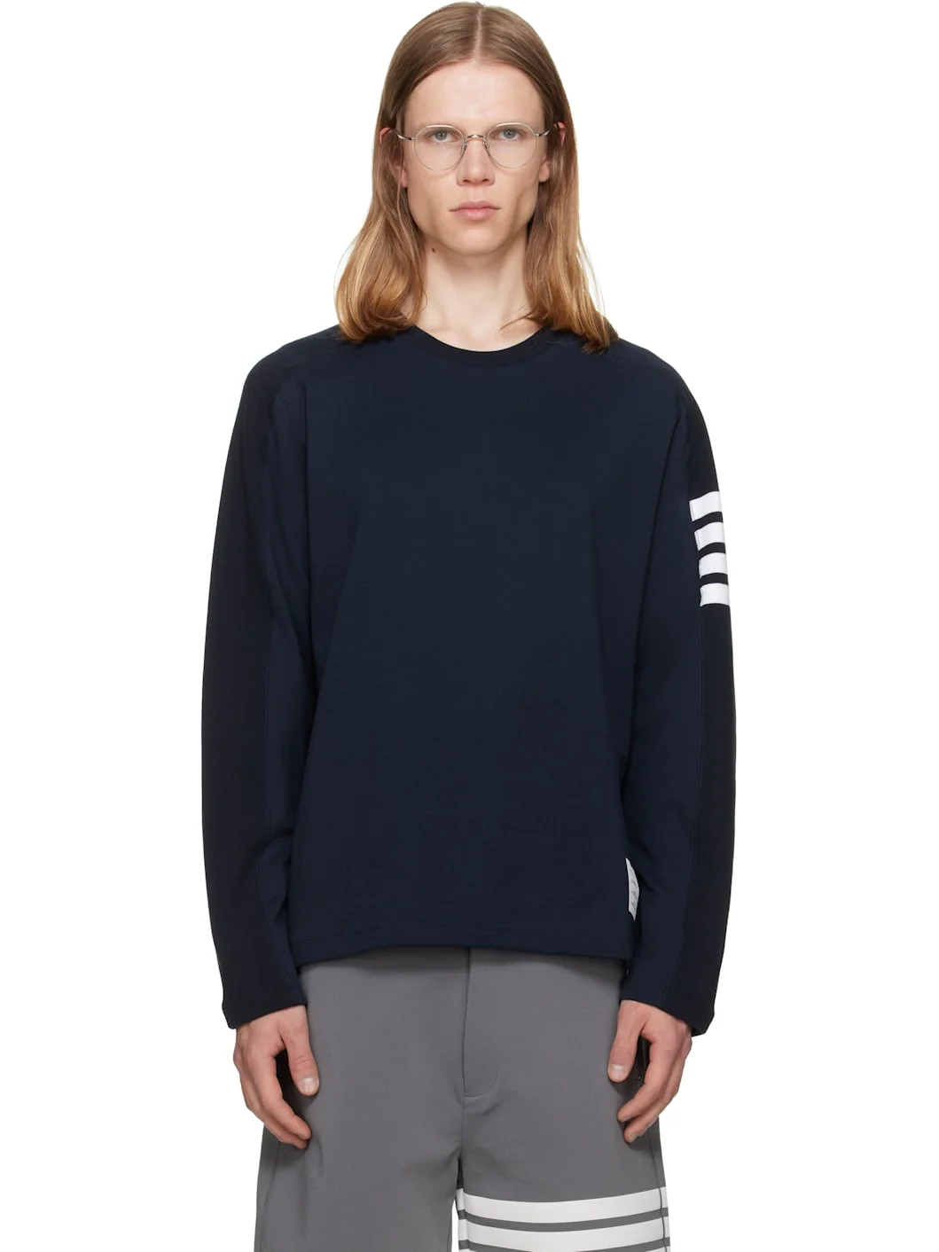 Navy Milano Cotton 4-Bar T-shirt - 1