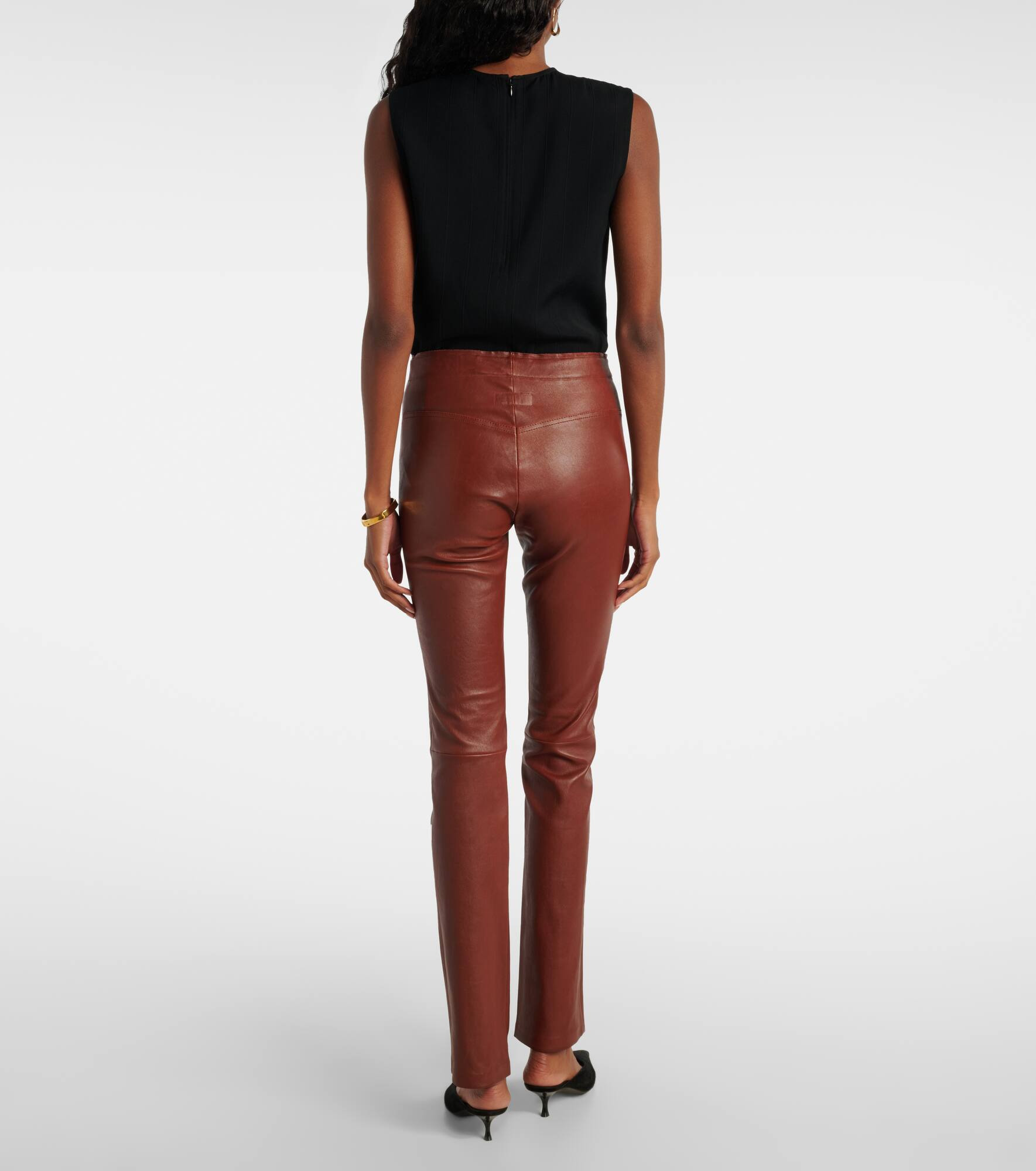 JP Long leather flared pants - 3