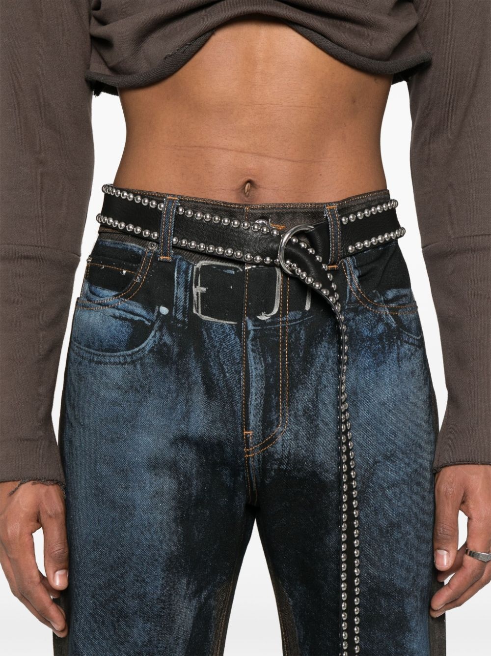 trompe l'oeil-print jeans - 5