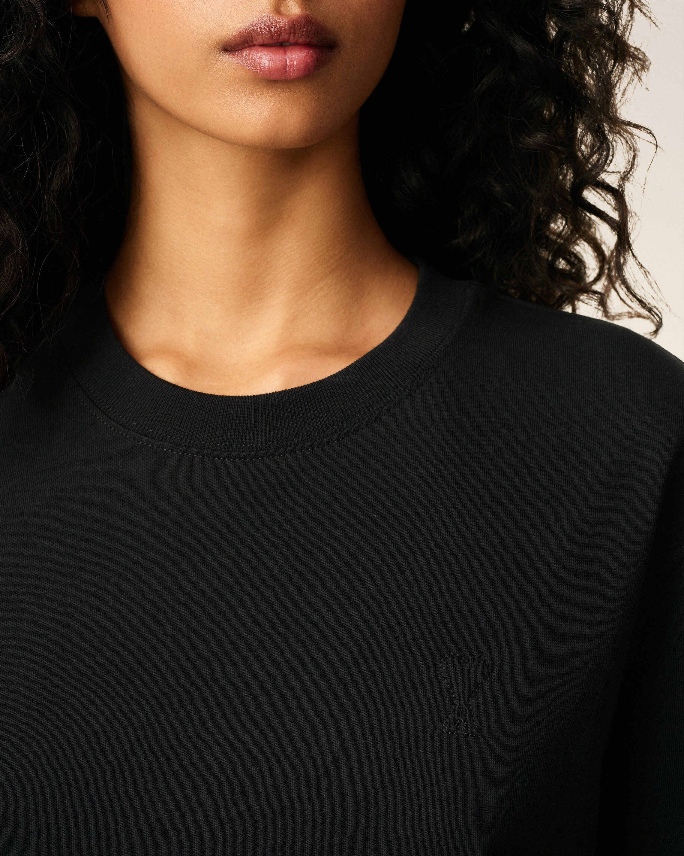 BLACK COTTON AMI DE COEUR T-SHIRT - 4