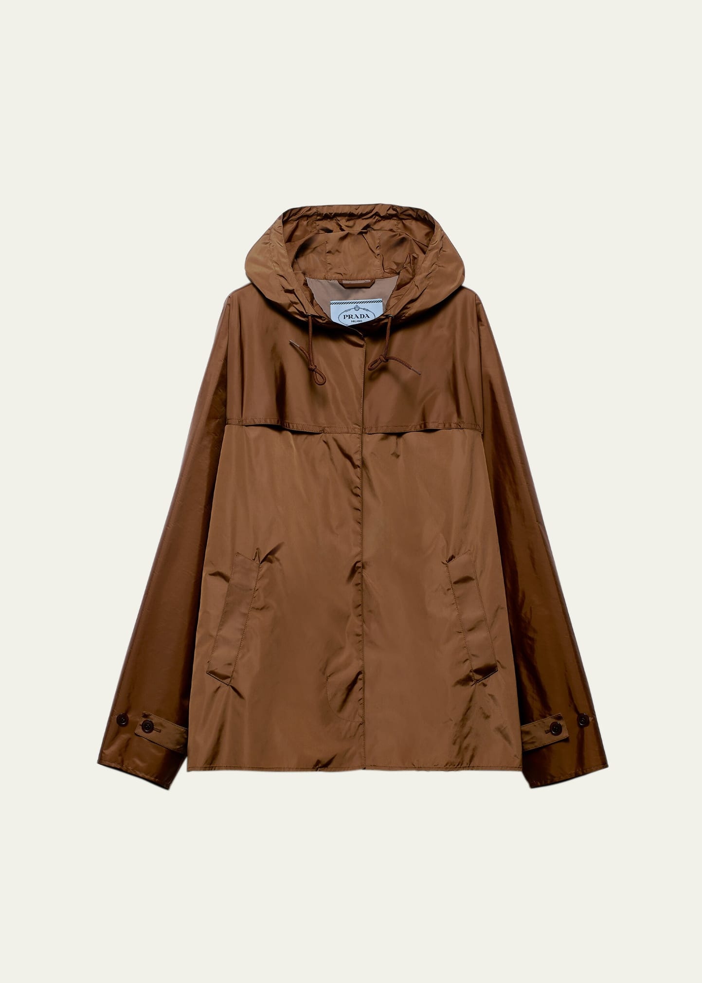 Hooded Drawstring Nylon Jacket - 1