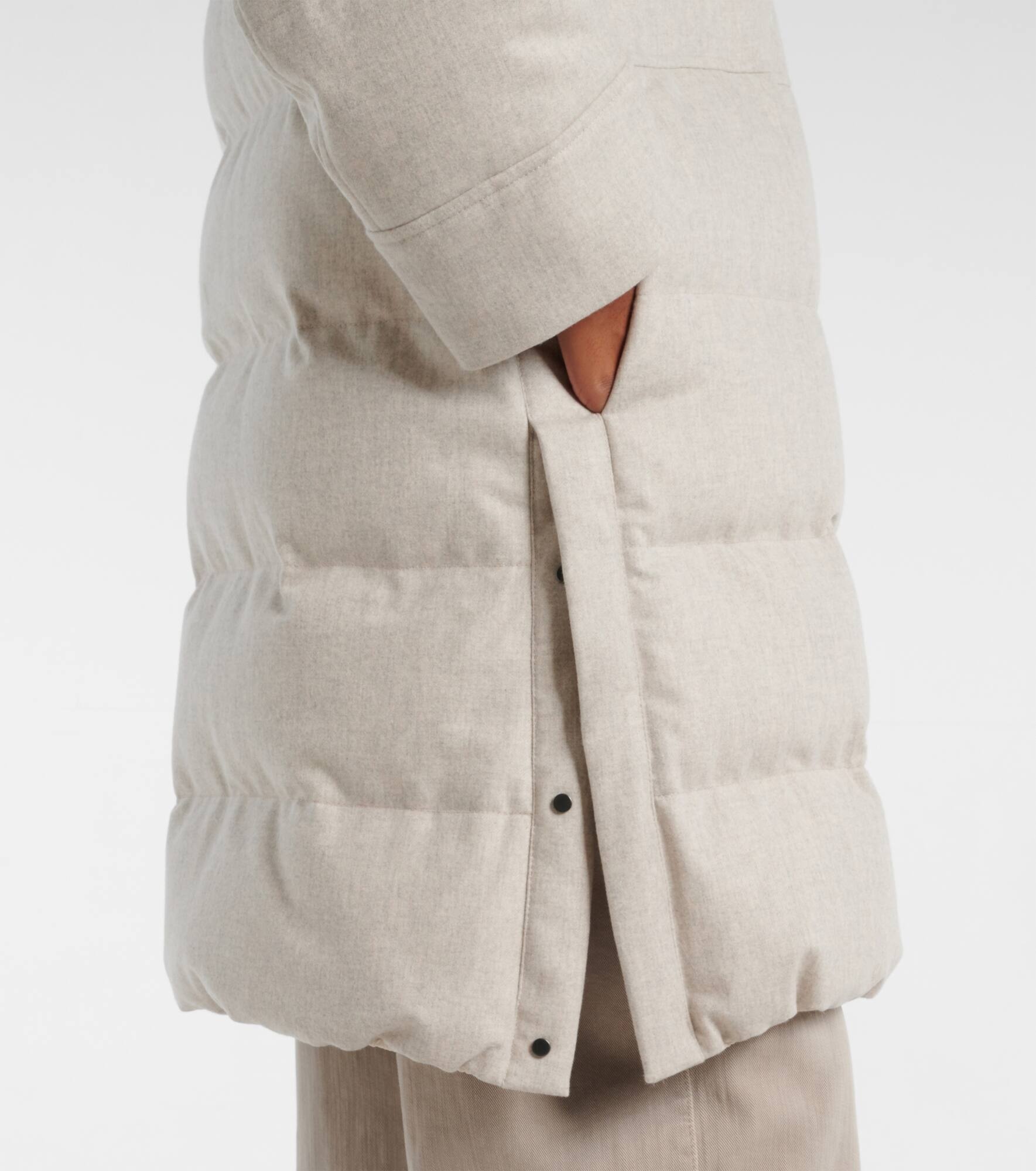 Leather-trimmed wool down coat - 5