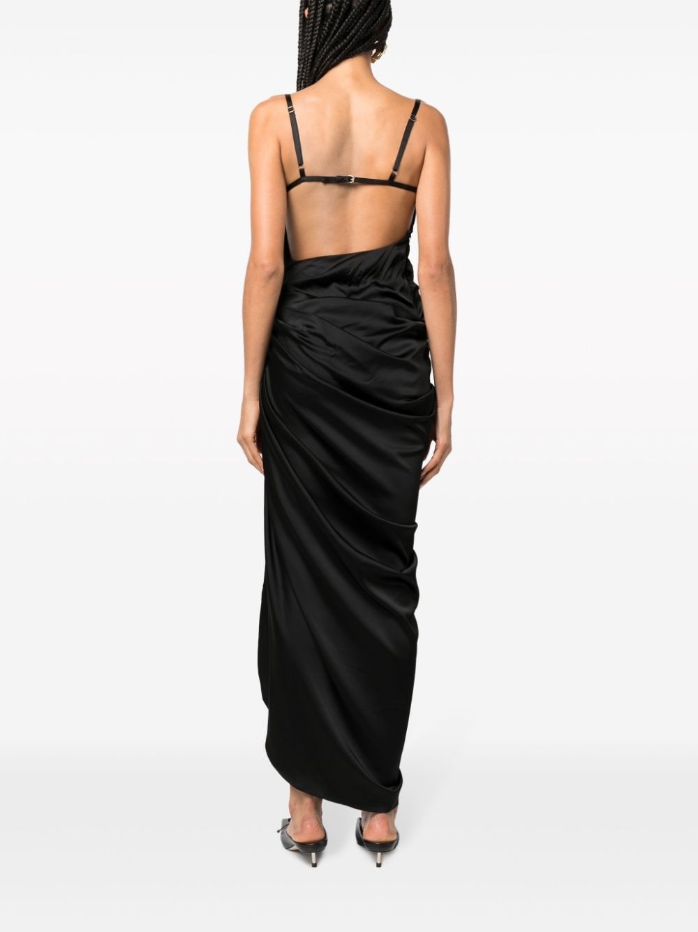 La Saudade floral-embroidered asymmetric dress - 4