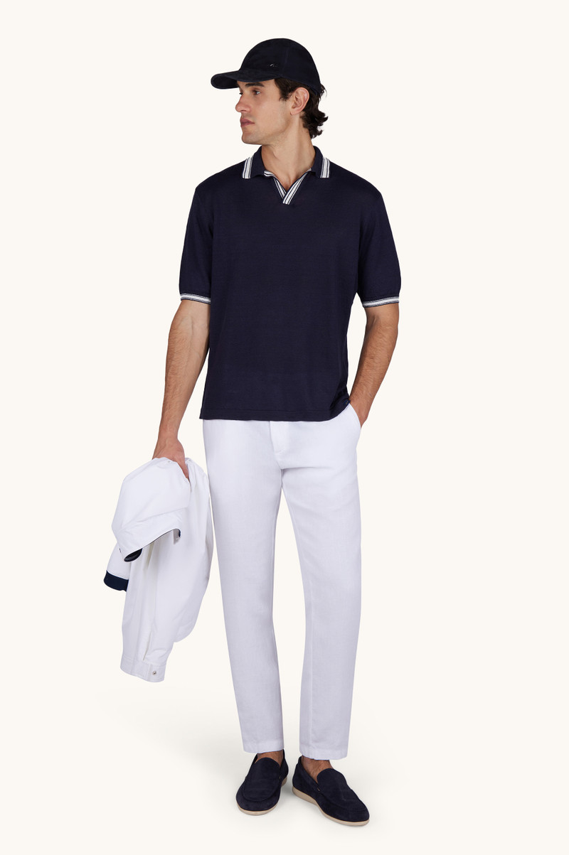 Paul & Shark POLO SHIRT WITH OPEN COLLAR IN LINEN outlook