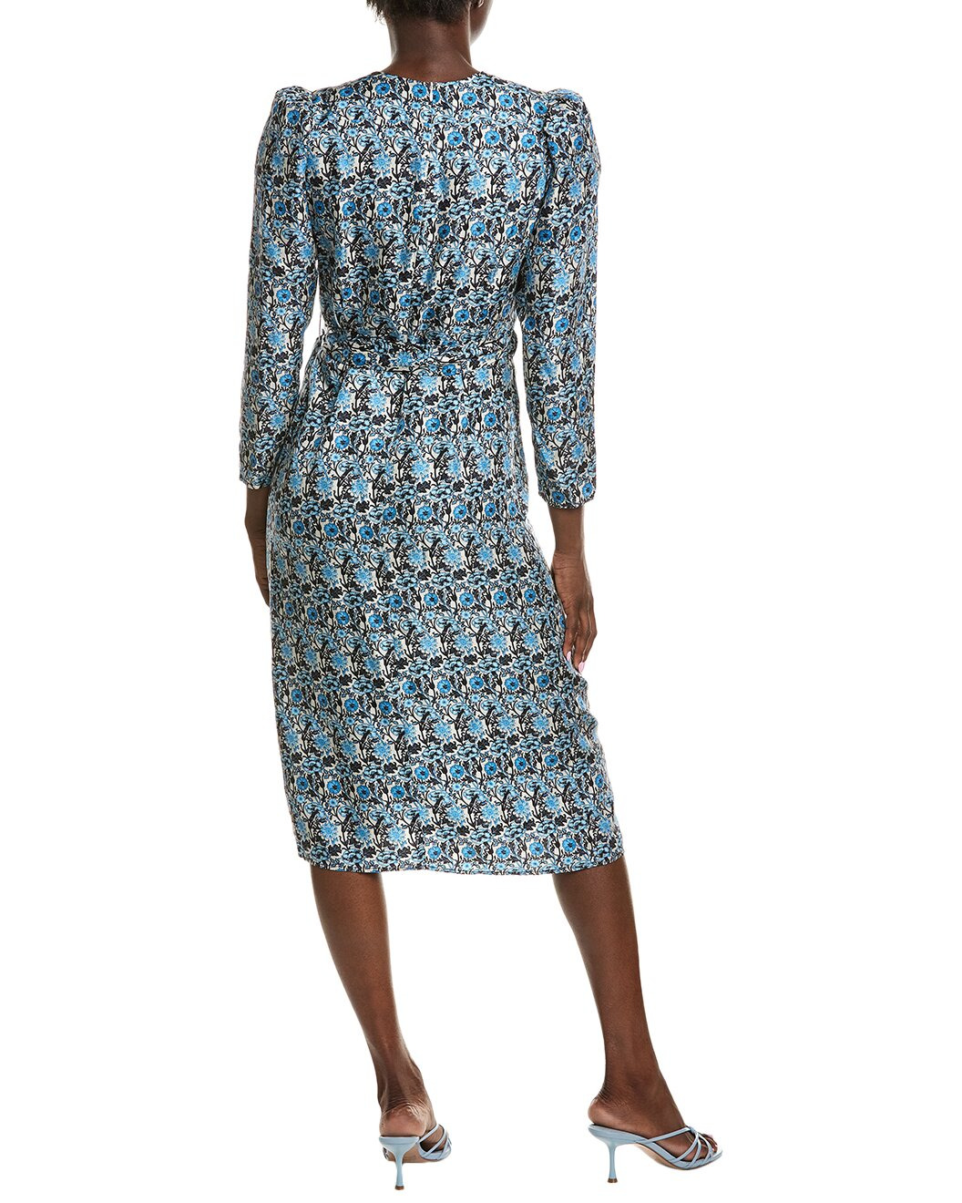 Sandro Puff Sleeve Silk Wrap Dress - 2