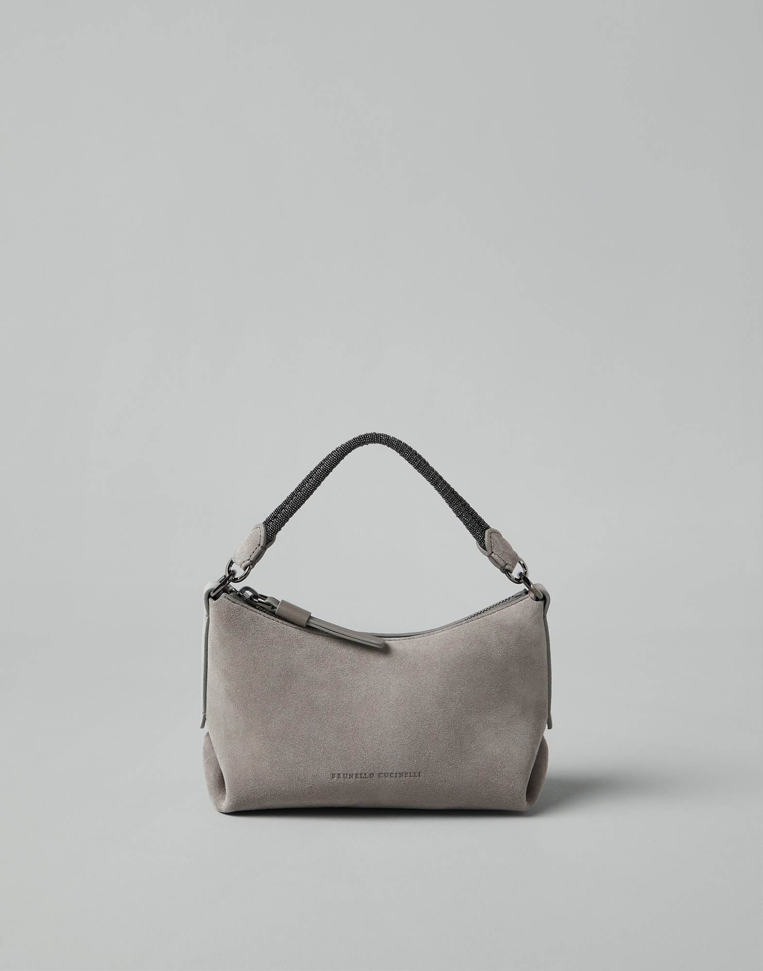 Suede bag with precious braided handle - 1