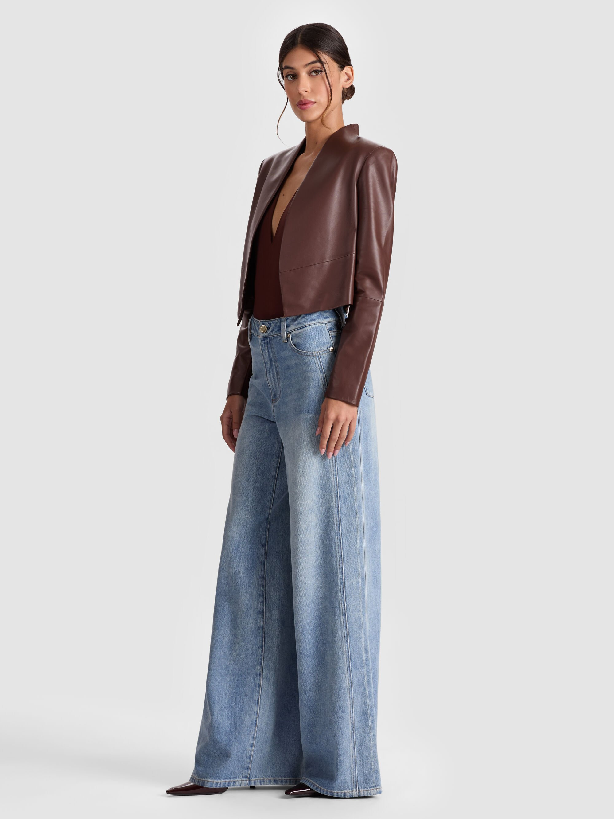 Alice + Olivia NEW HARVEY LEATHER JACKET | REVERSIBLE