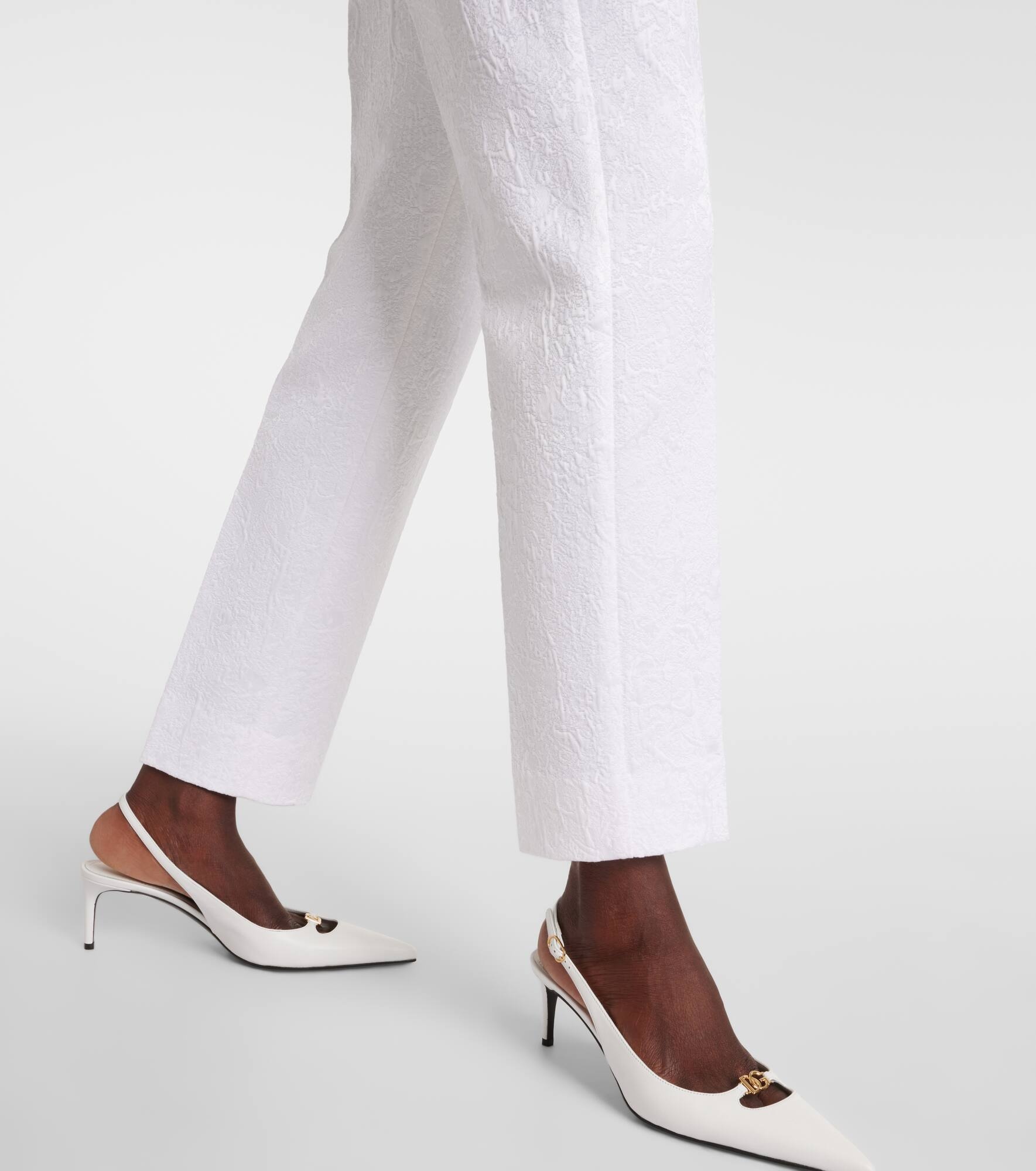 Cotton-blend brocade slim pants - 5
