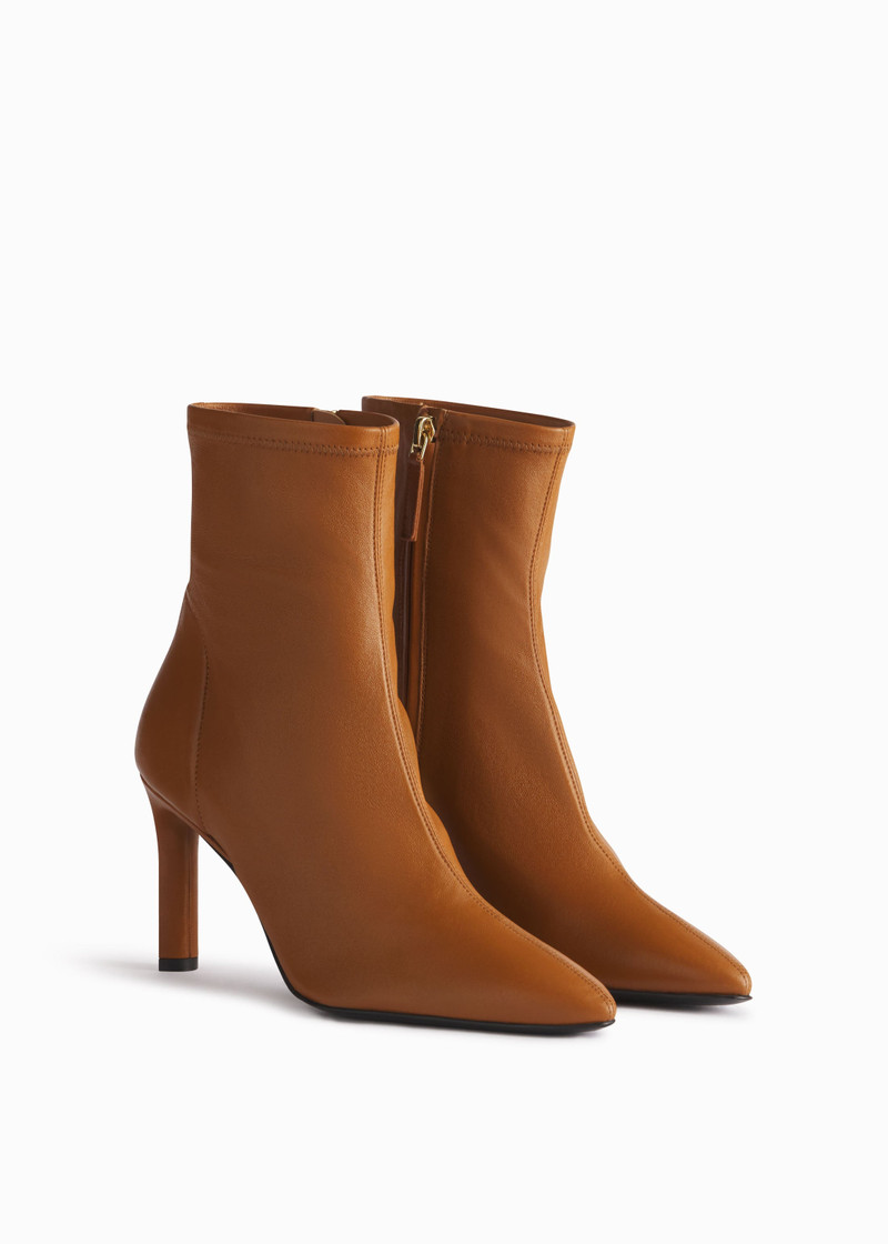 GUCCI Heeled Leather Sock Bootie in Cognac outlook