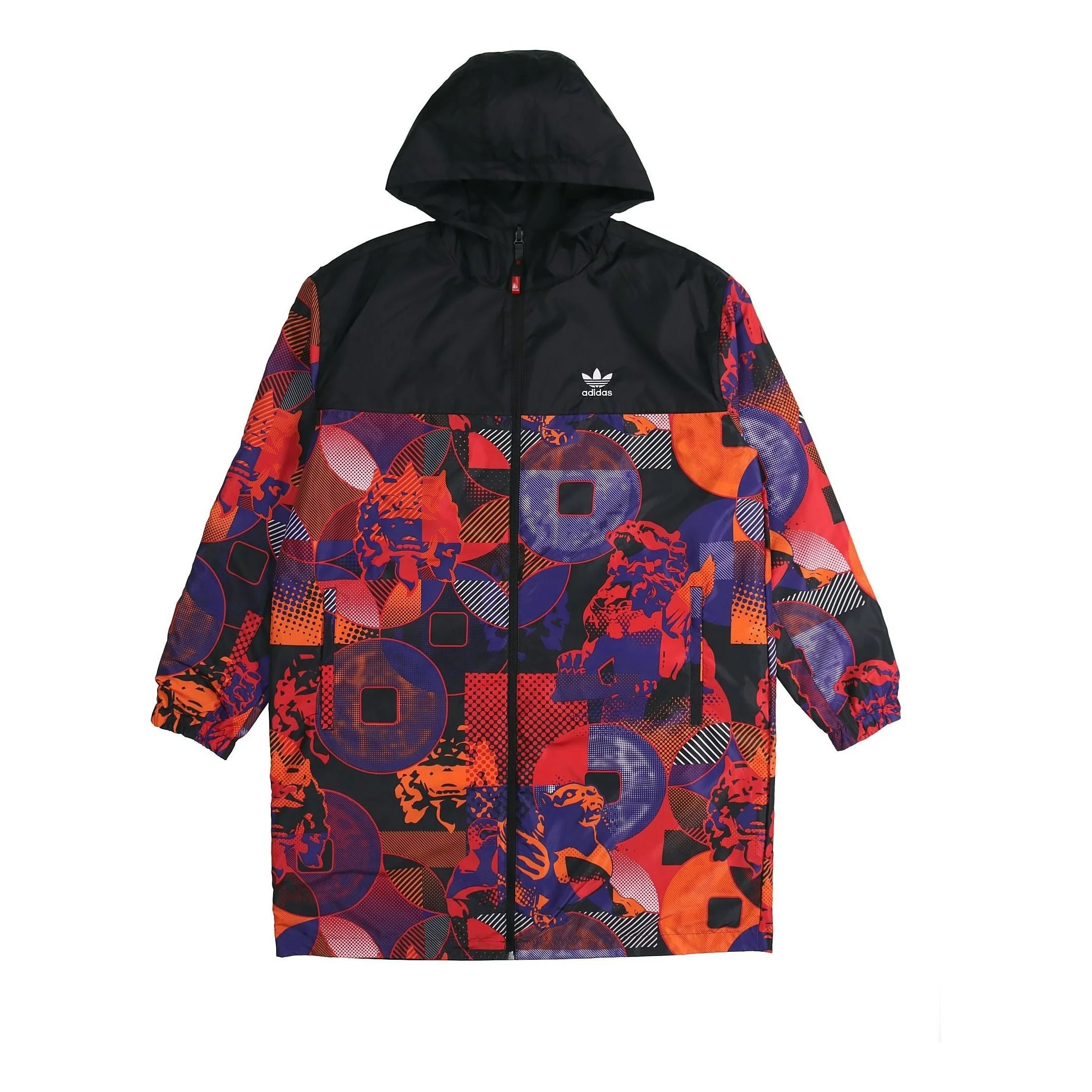 adidas originals Cny Parka Casual hooded Sports reversible mid-length trench coat Jacket Black GN545 - 1