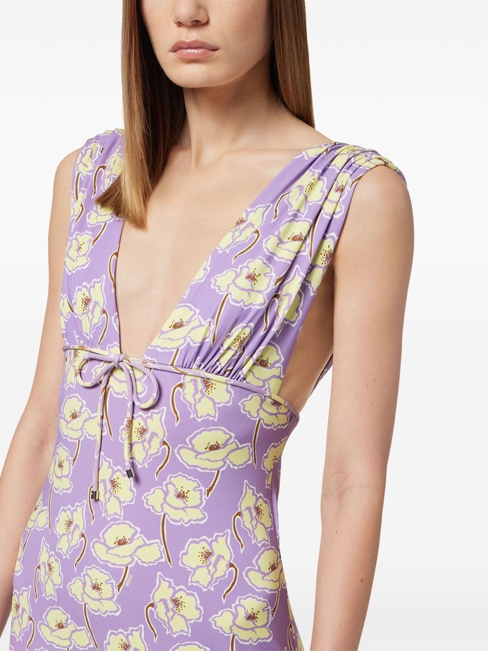 Poppies V-neck midi dress - 5