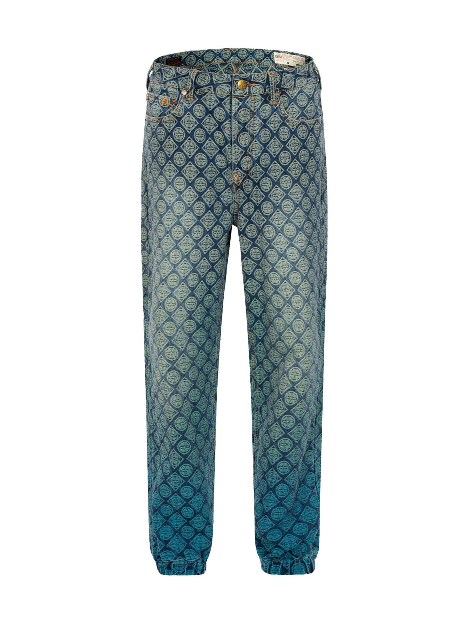 ALLOVER KAMON JACQUARD RELAX FIT DENIM JOGGERS - 14