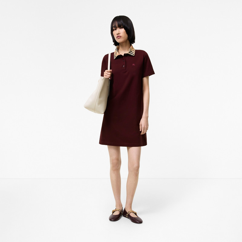 Burberry Check Collar Cotton Polo Shirt Dress outlook