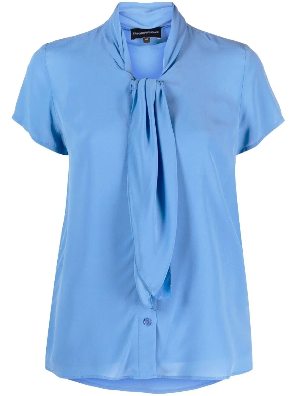 tie-neck short-sleeve shirt - 1