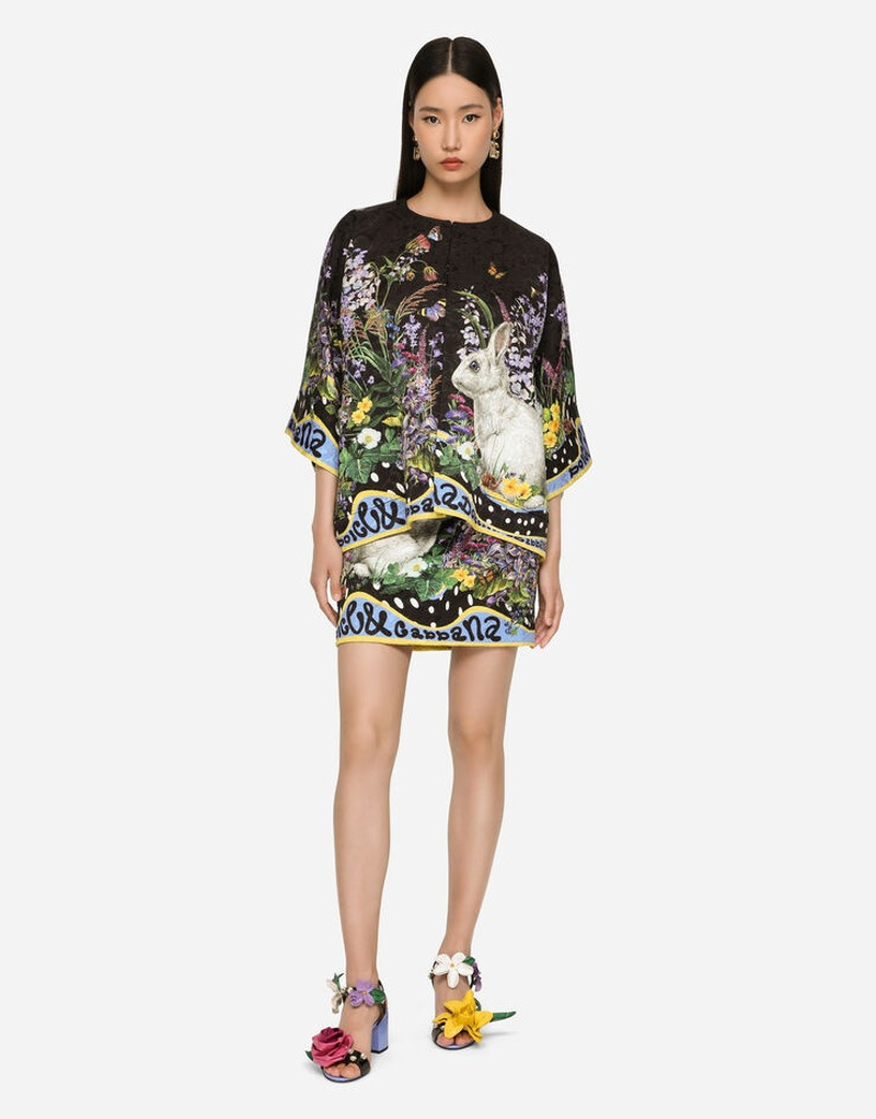토끼 인쇄 brocade miniskirt 4