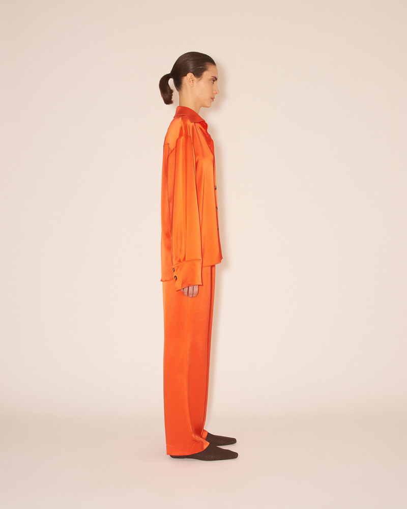 EBBA - Relaxed fit satin long sleeve shirt - Blood orange 4