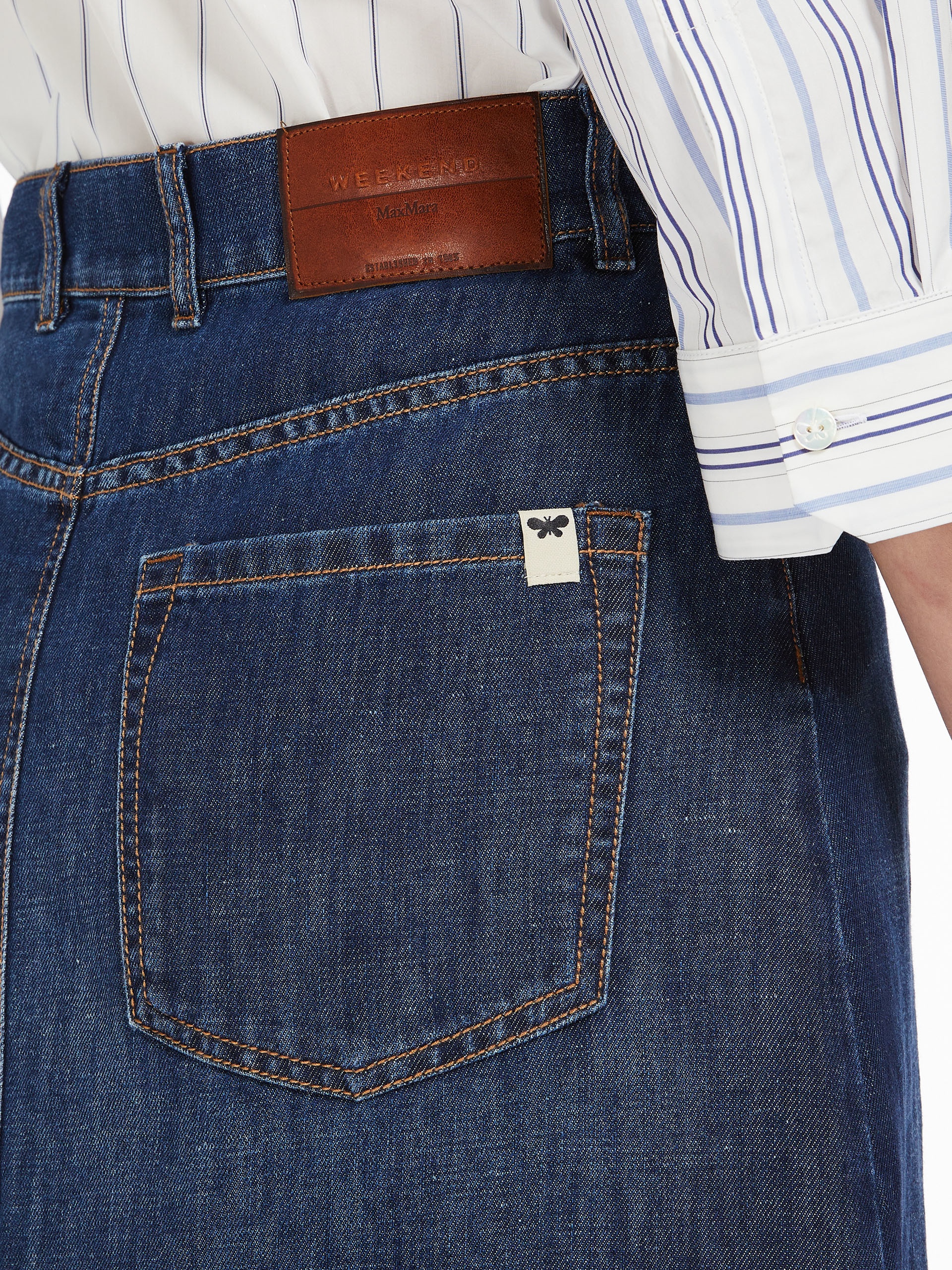 GELADA Cotton denim and linen skirt - 5