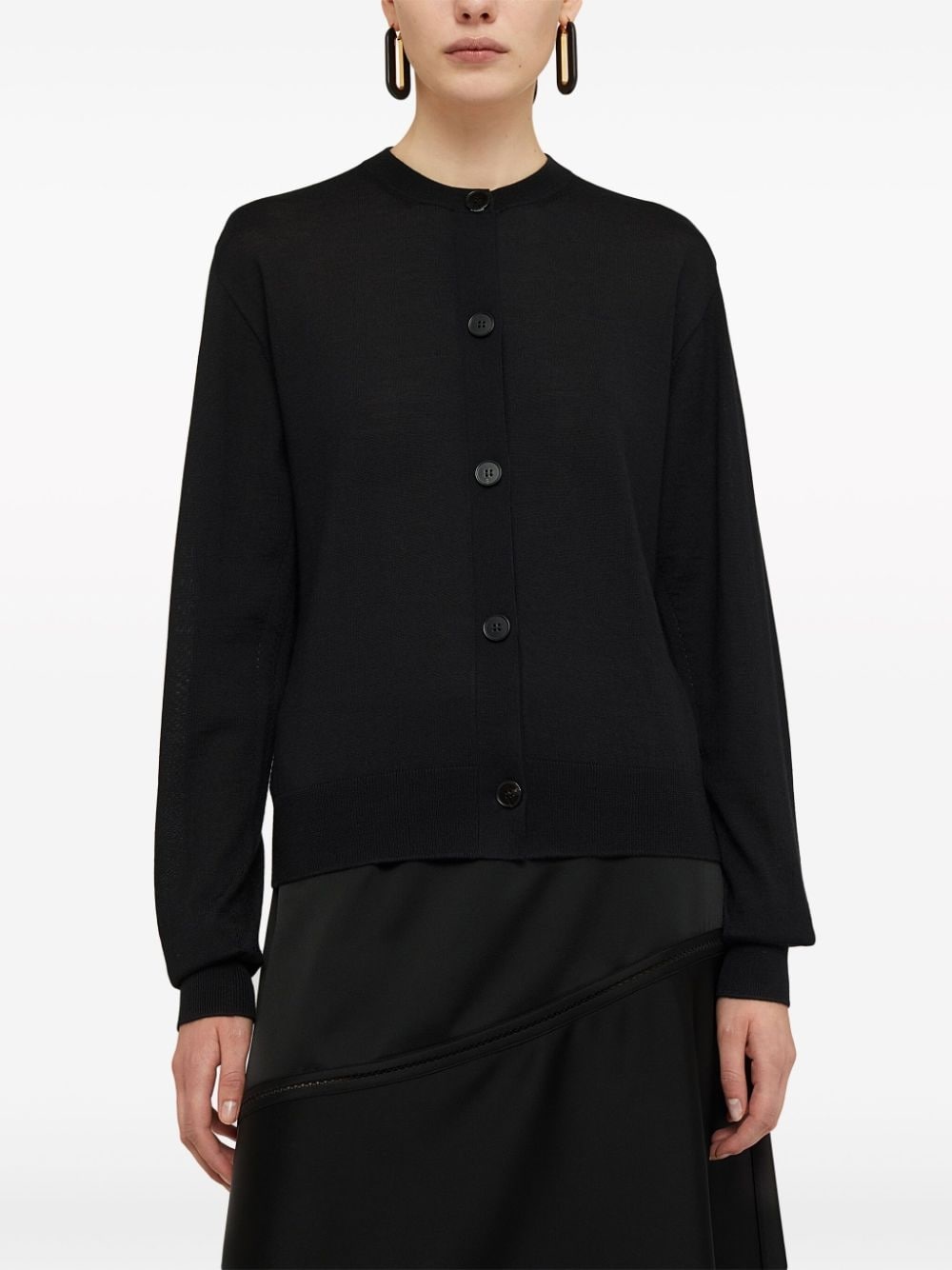 fine-knit crew-neck cardigan - 3