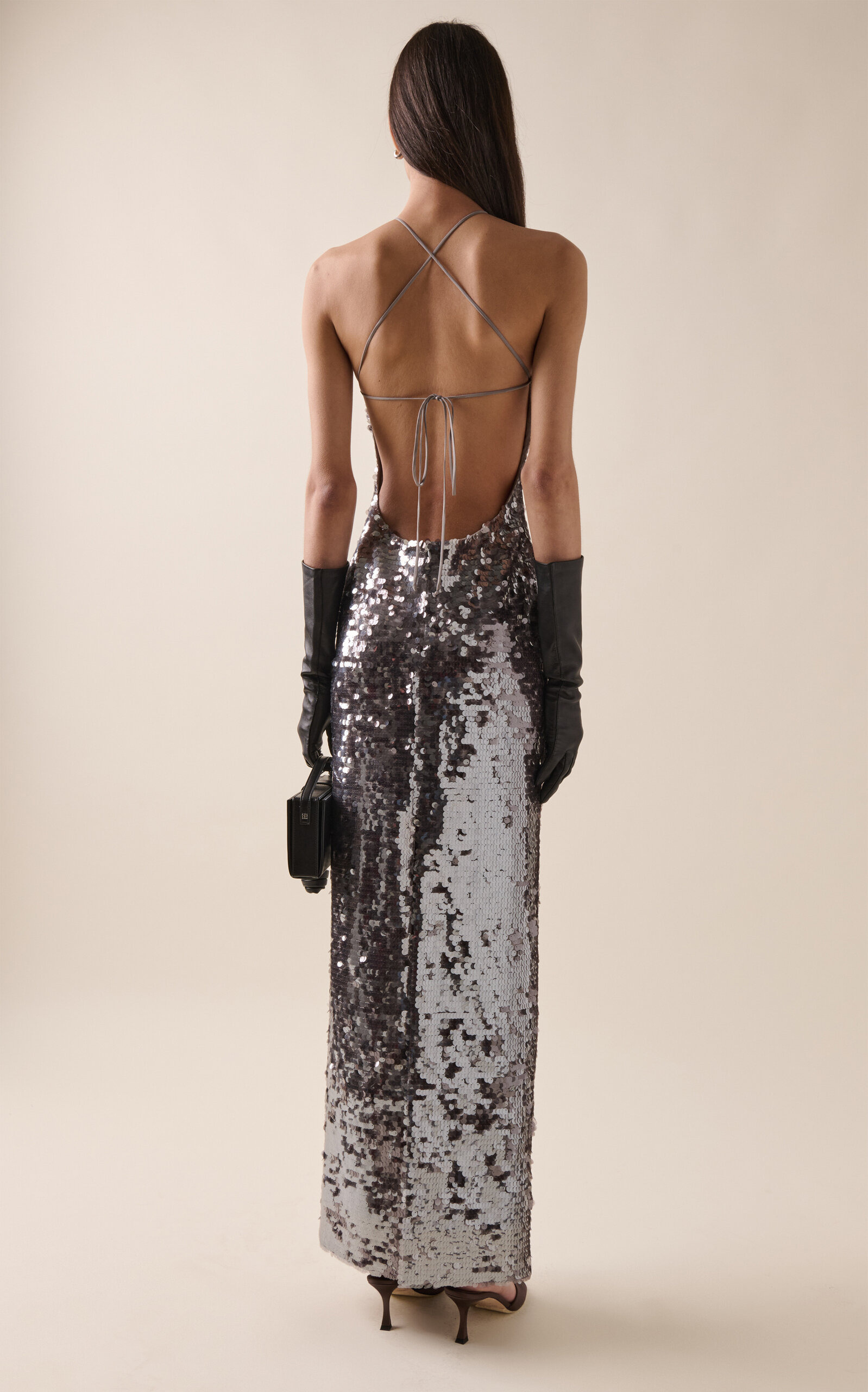 Sequined Halter Gown silver - 4