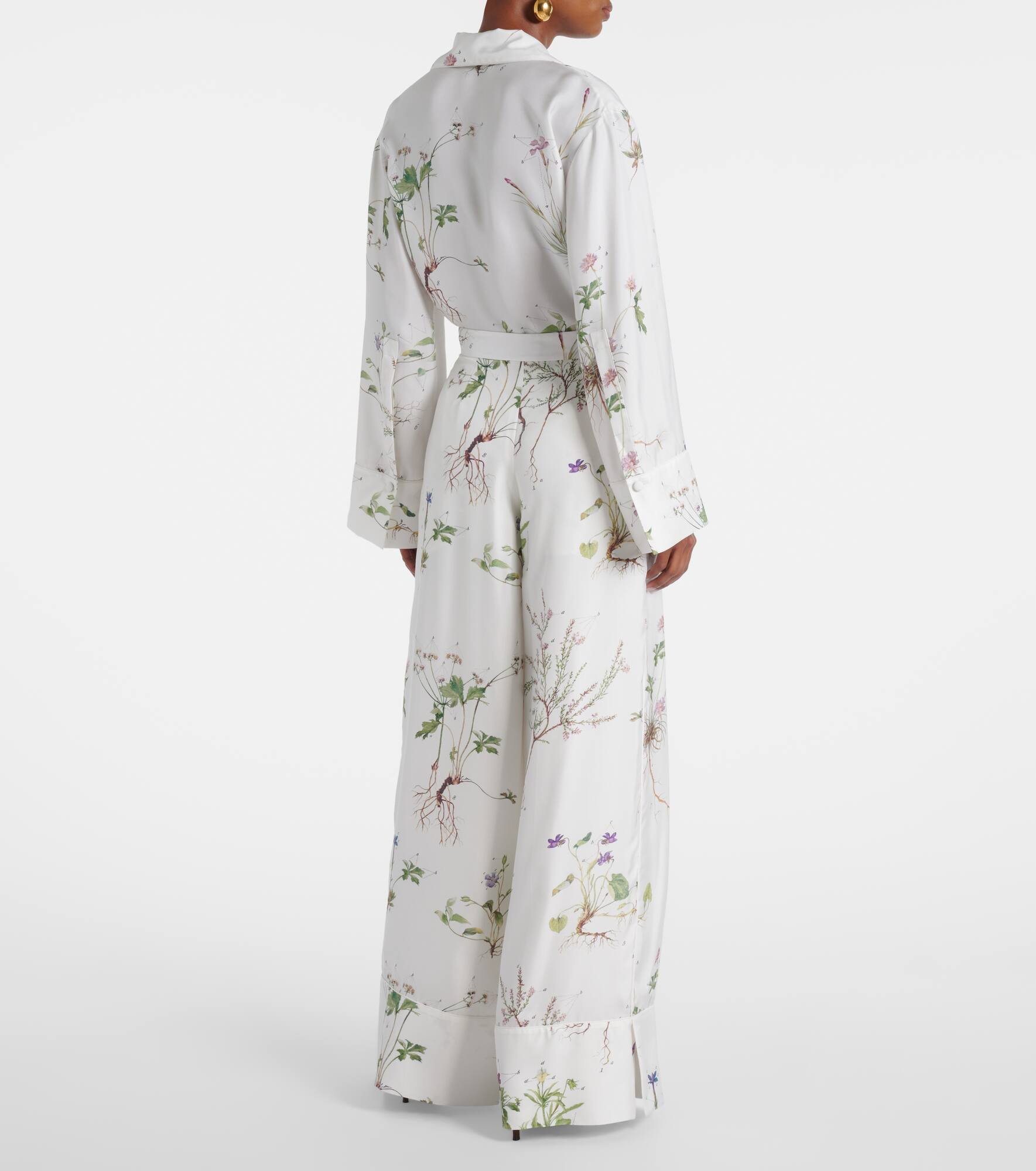 Floral printed silk wide-leg pants - 3