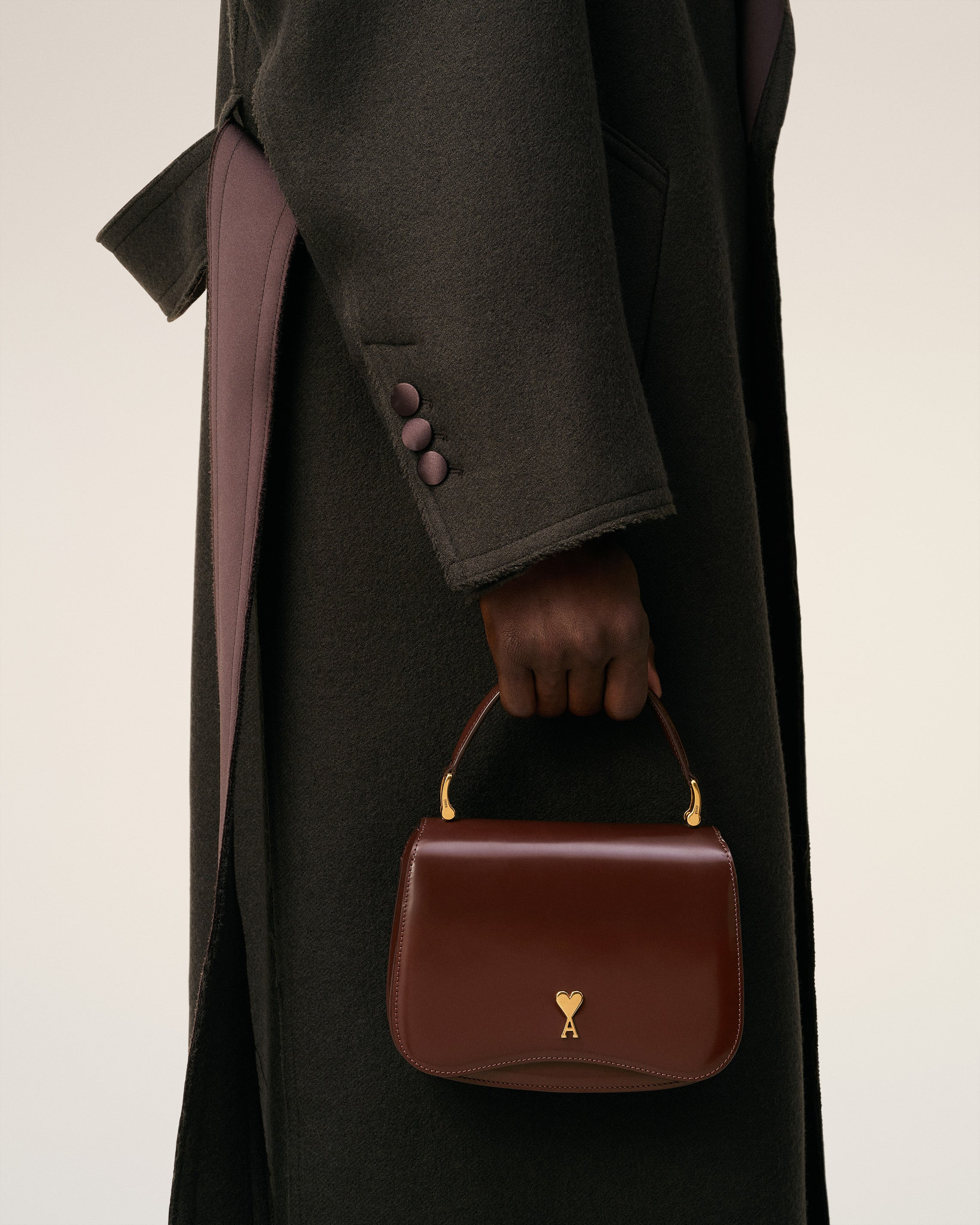 BURGUNDY GLAZED LEATHER HANDLE PARIS PARIS BAG - 7