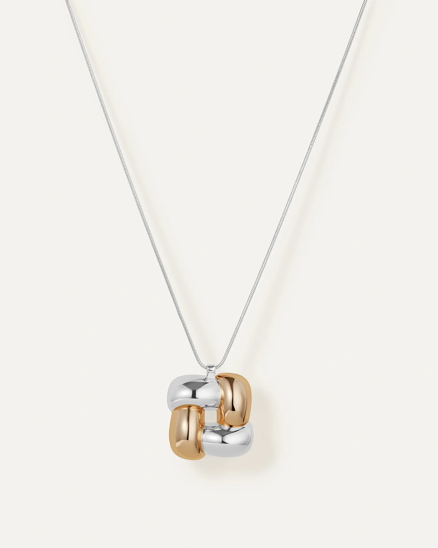 Woven Square Long Pendant Necklace - 1