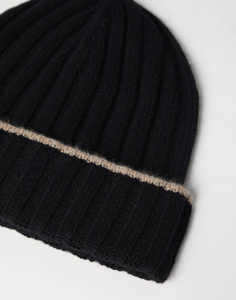 Brunello Cucinelli Cashmere rib knit beanie outlook