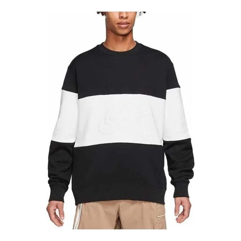 Nike Club+ French Terry Crew Neck Sweatshirt 'Black White' FB7849-010 - 1