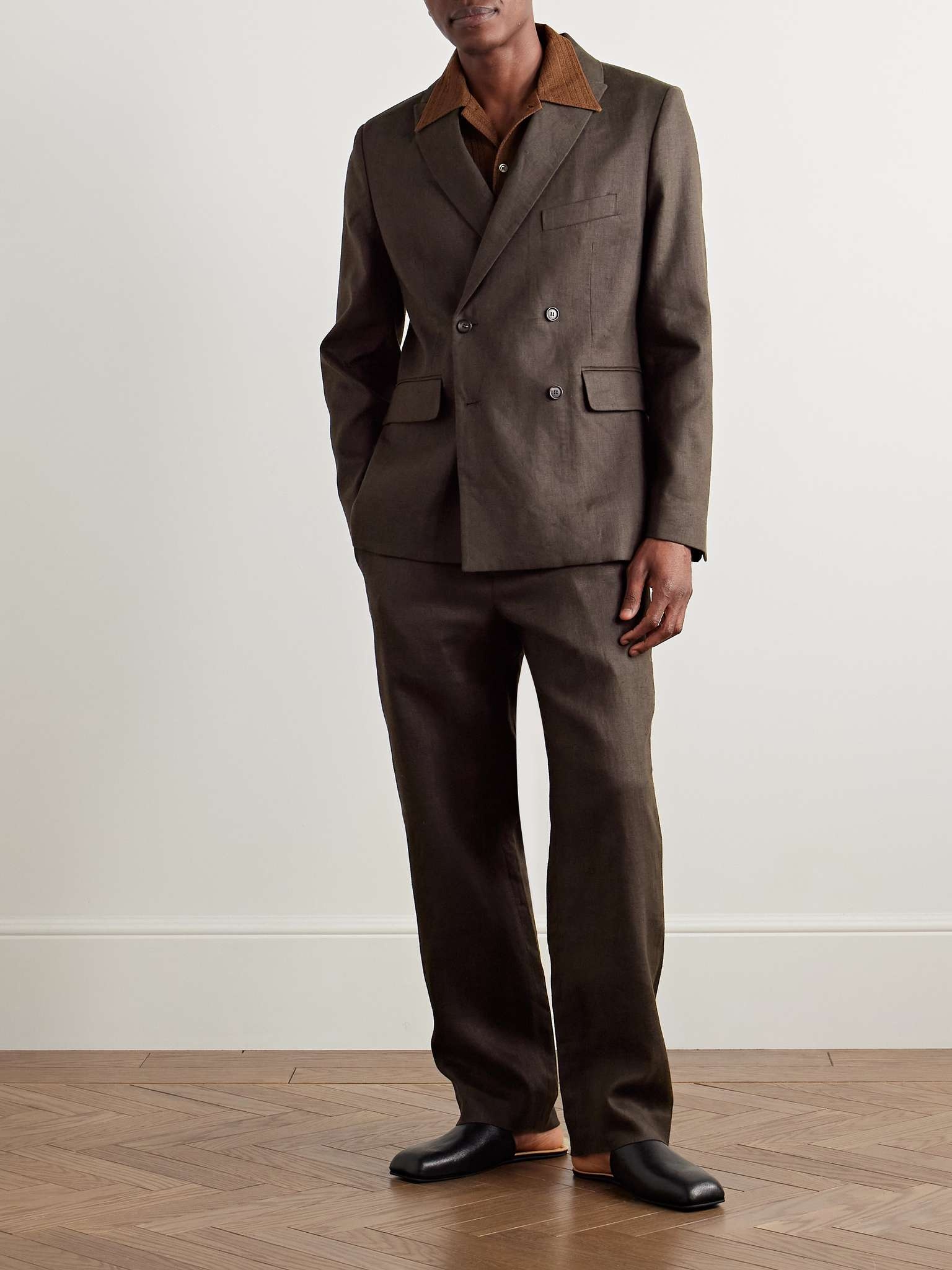 Double-Breasted Linen Suit Jacket - 2