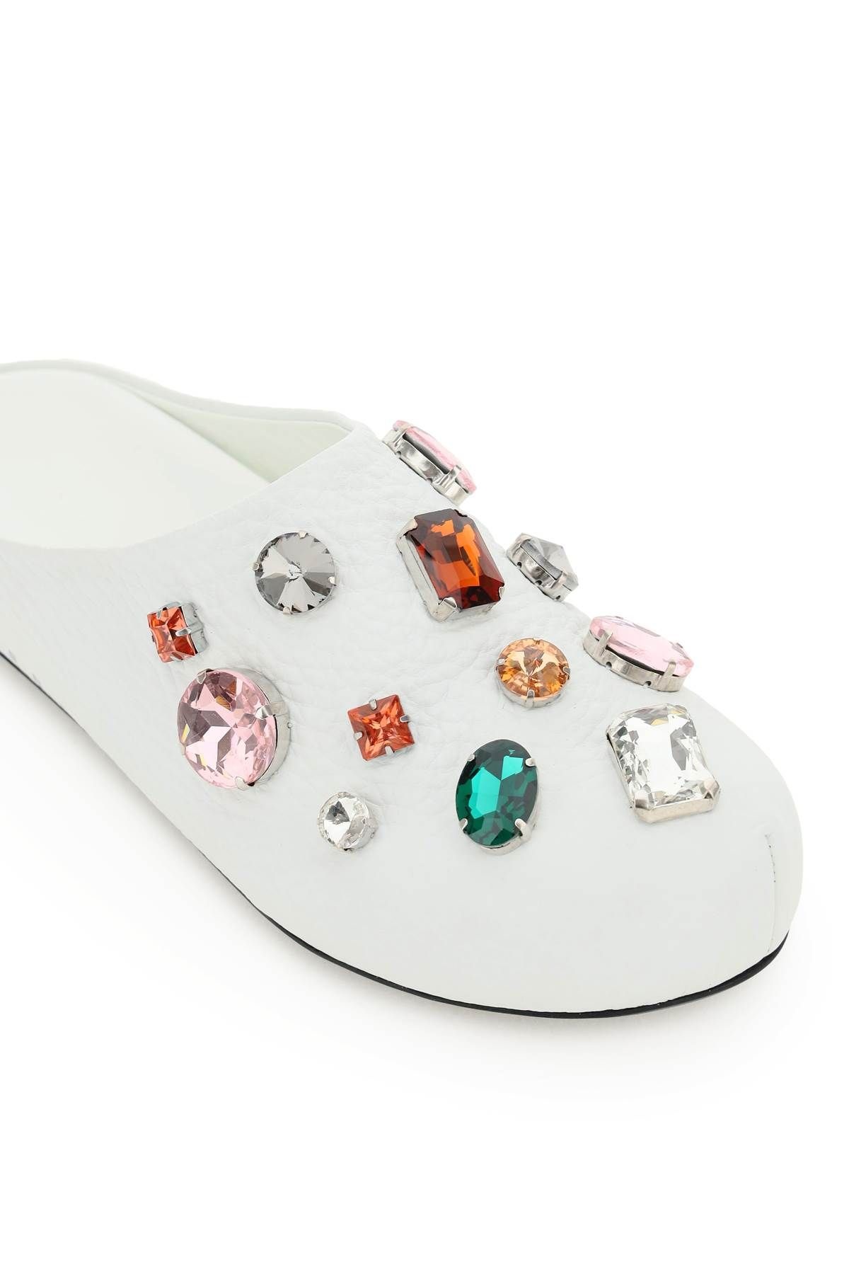 GRAINED LEATHER CLOG WITH CRYSTALS - 4