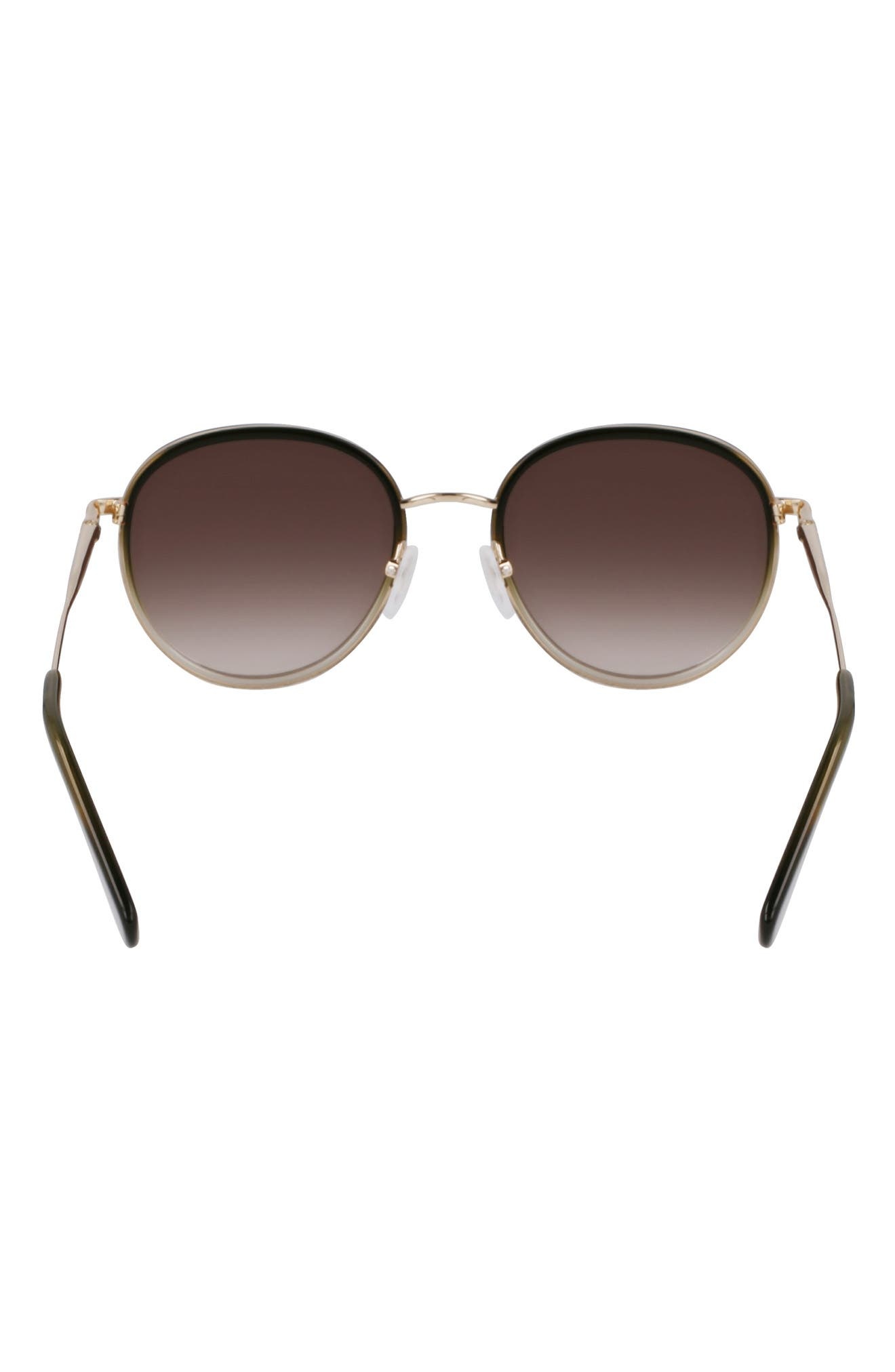 Longchamp Roseau 52mm Gradient Round Sunglasses in Gold/gradient Green at Nordstrom - 4