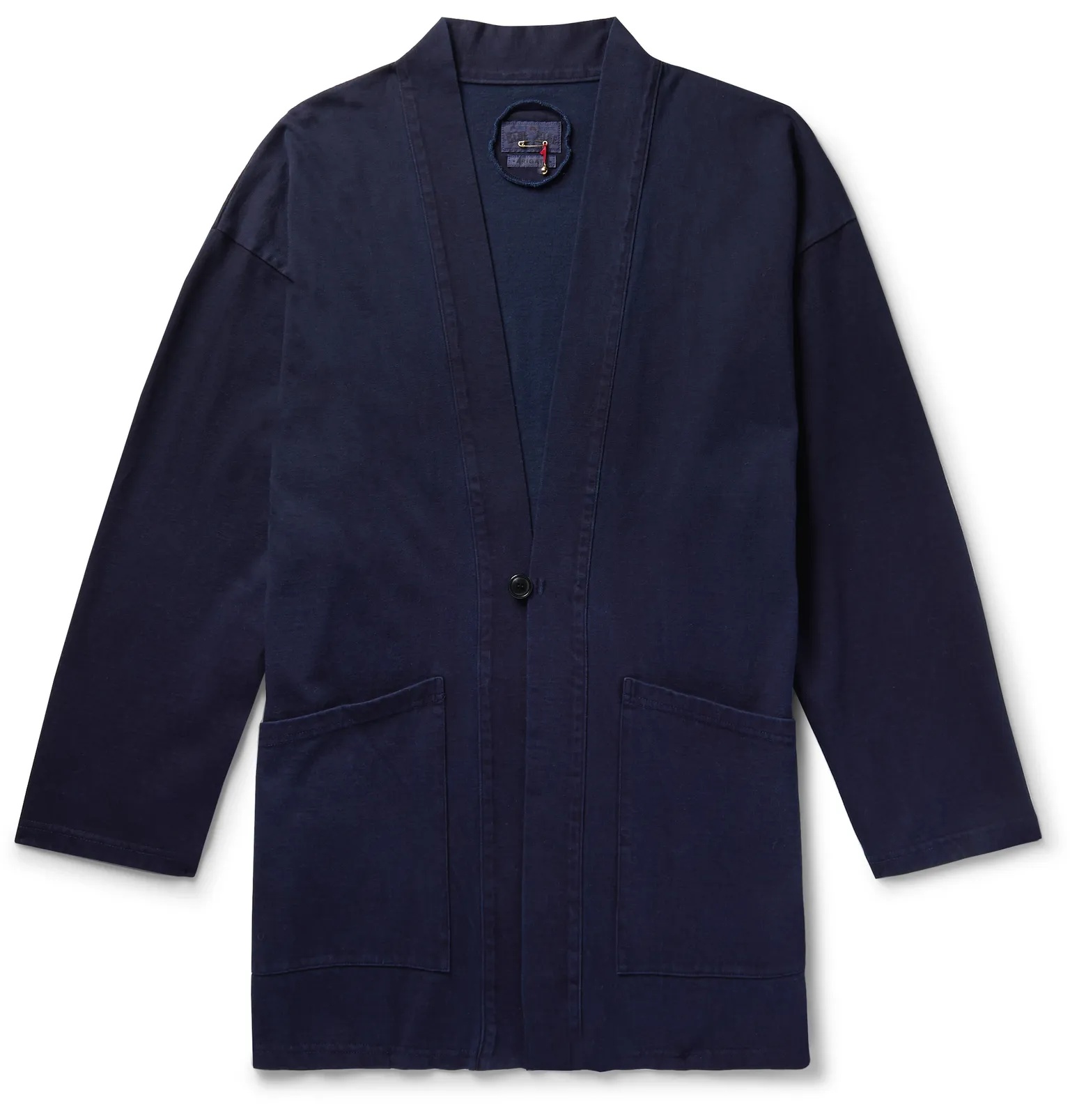 Indigo-Dyed Cotton-Jersey Cardigan - 1