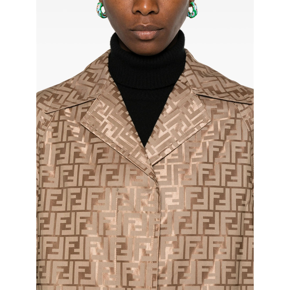 Fendi Neutrals Coats - Single Breasted Coats Women - 3