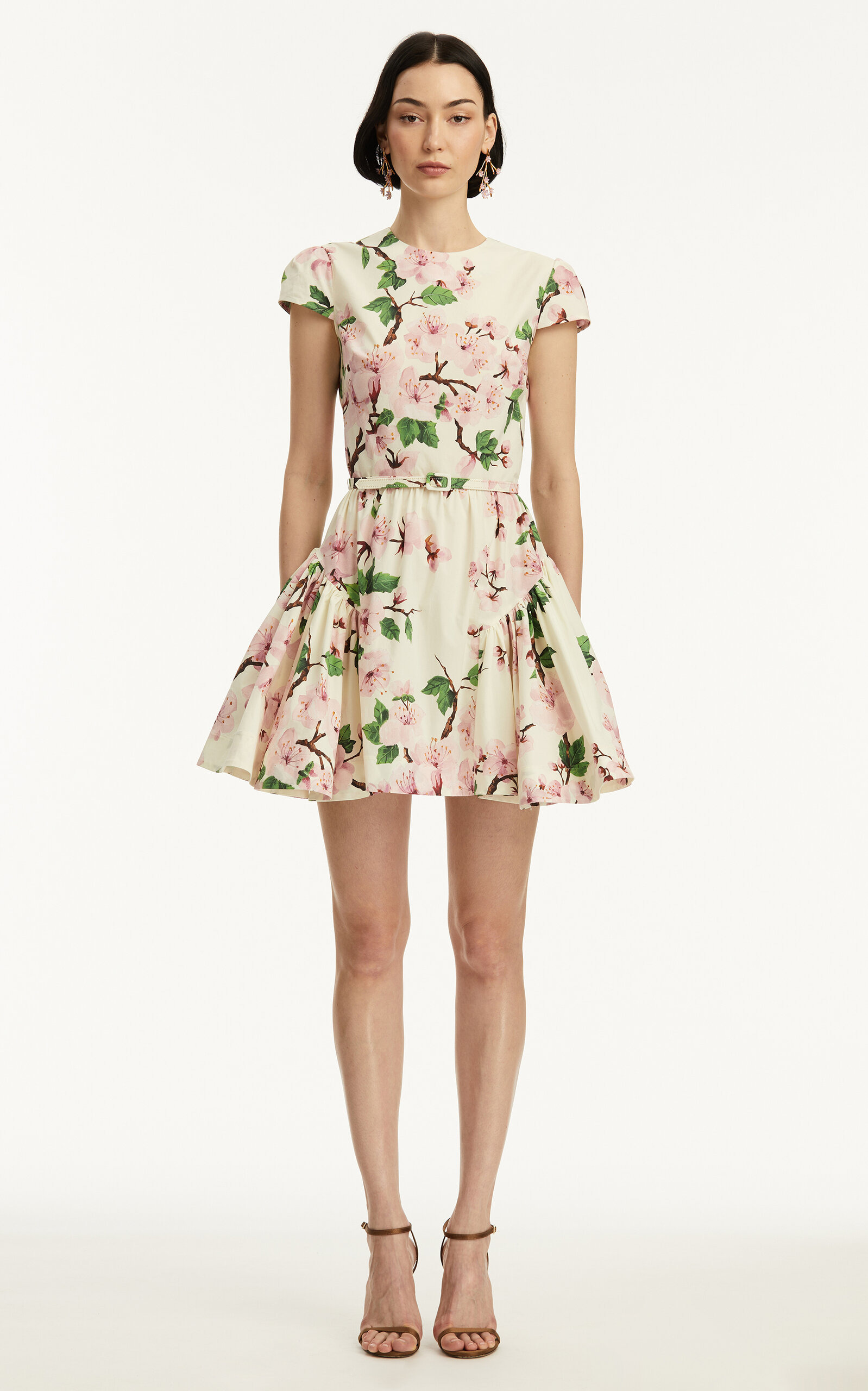 Belted Cotton Poplin Mini Dress off-white - 3