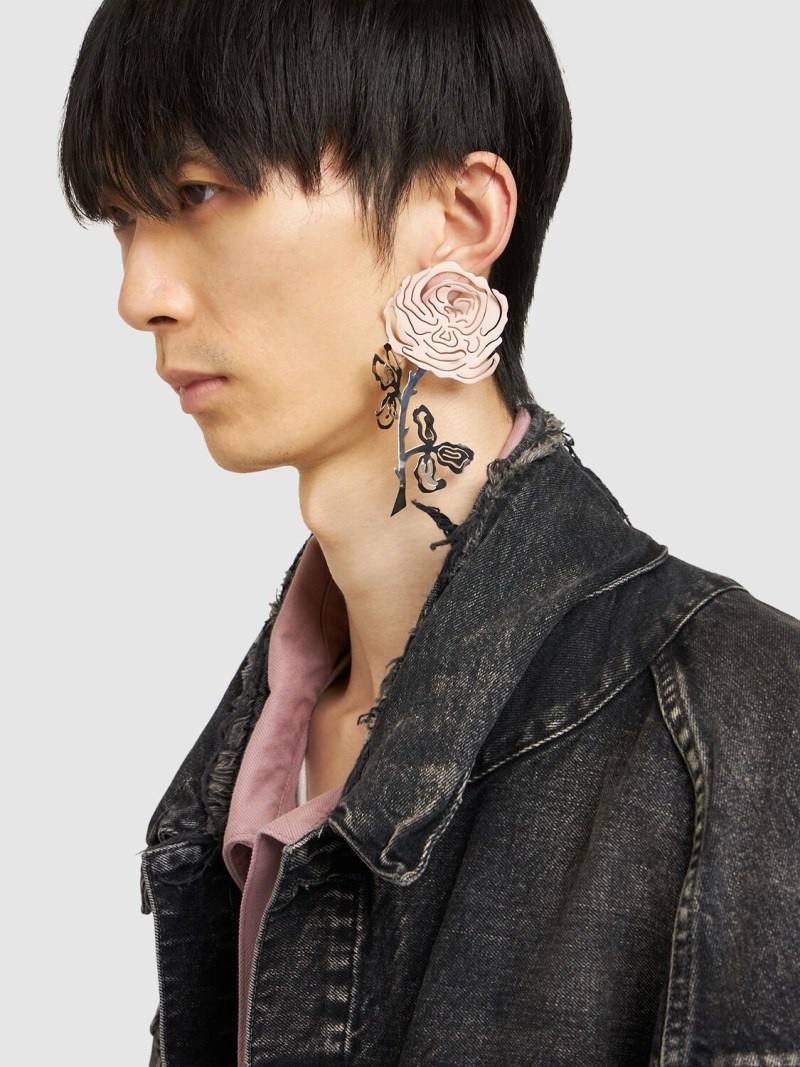 Rose enamel earrings - 3