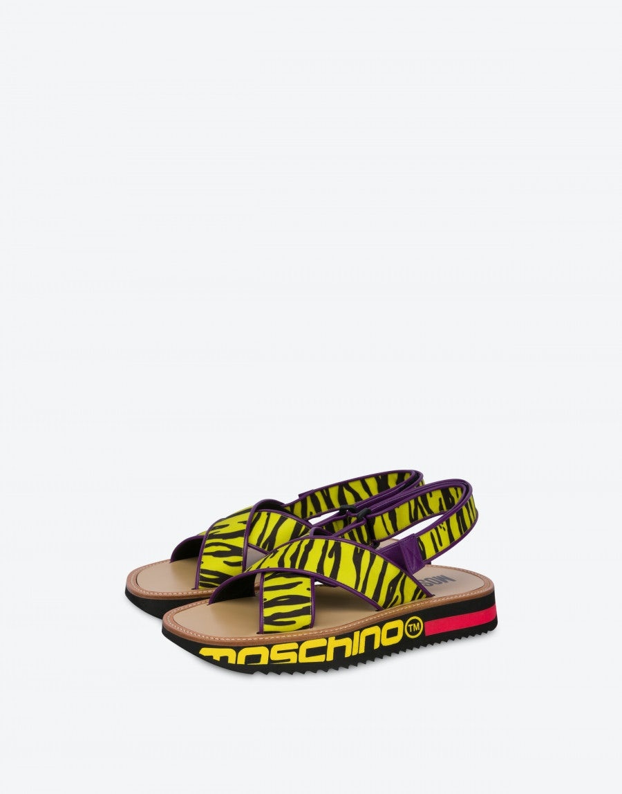 TIGER PRINT NYLON SANDALS - 1