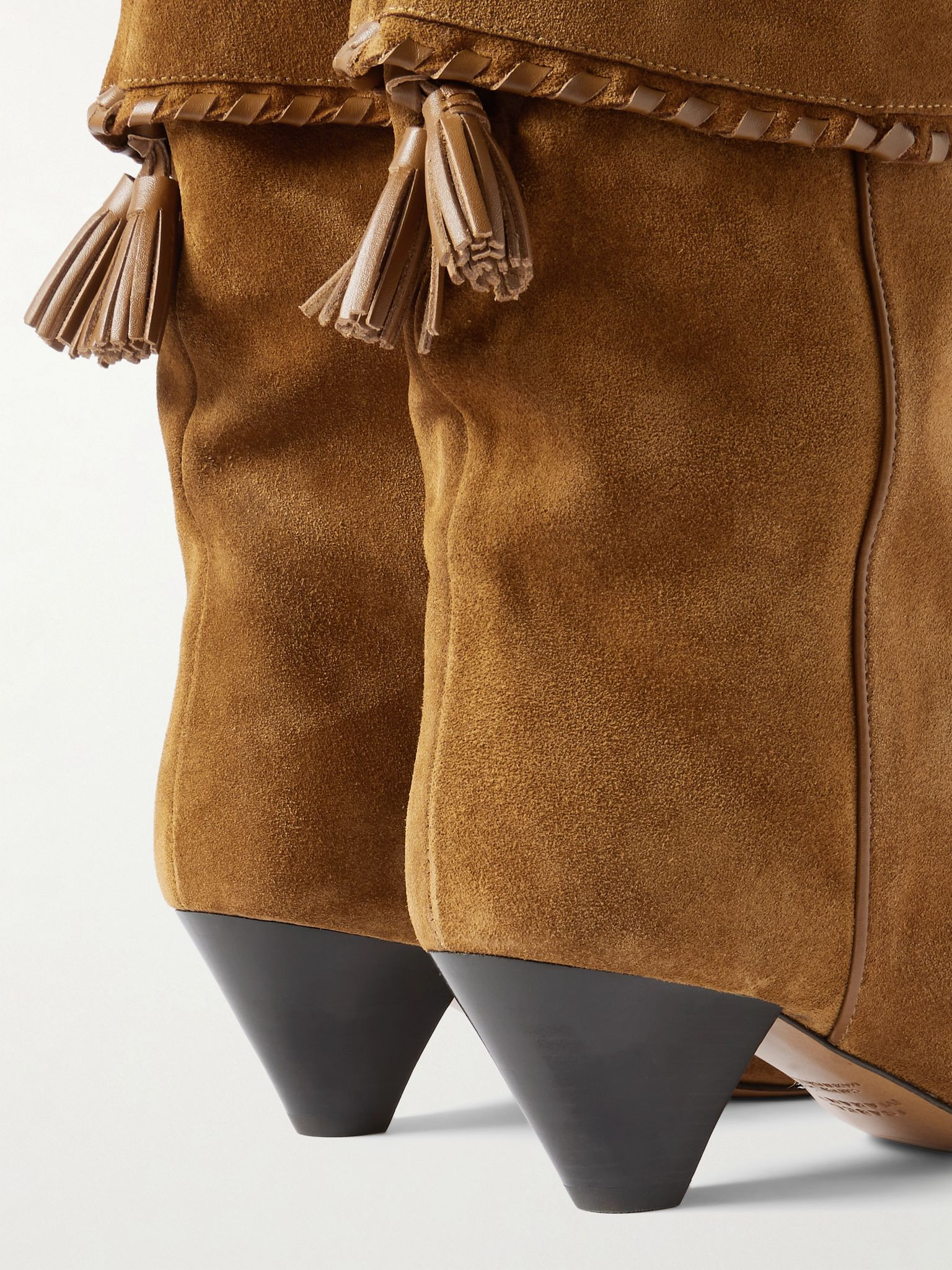 Dalby tasseled leather-trimmed suede ankle boots Tan - 4