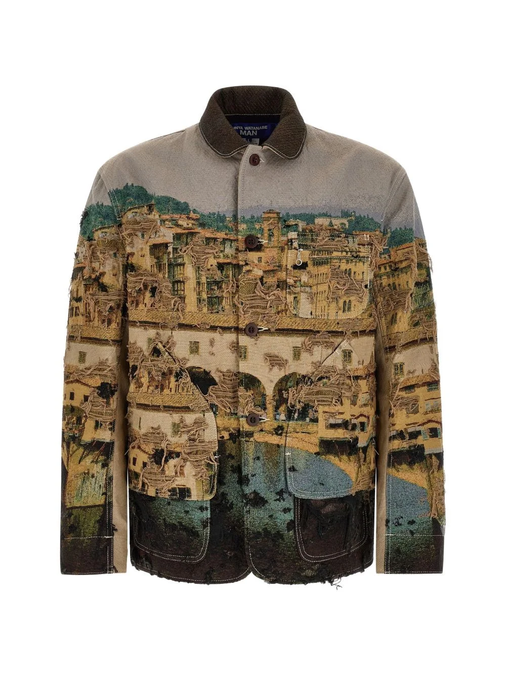 jacquard frayed jacket - 1