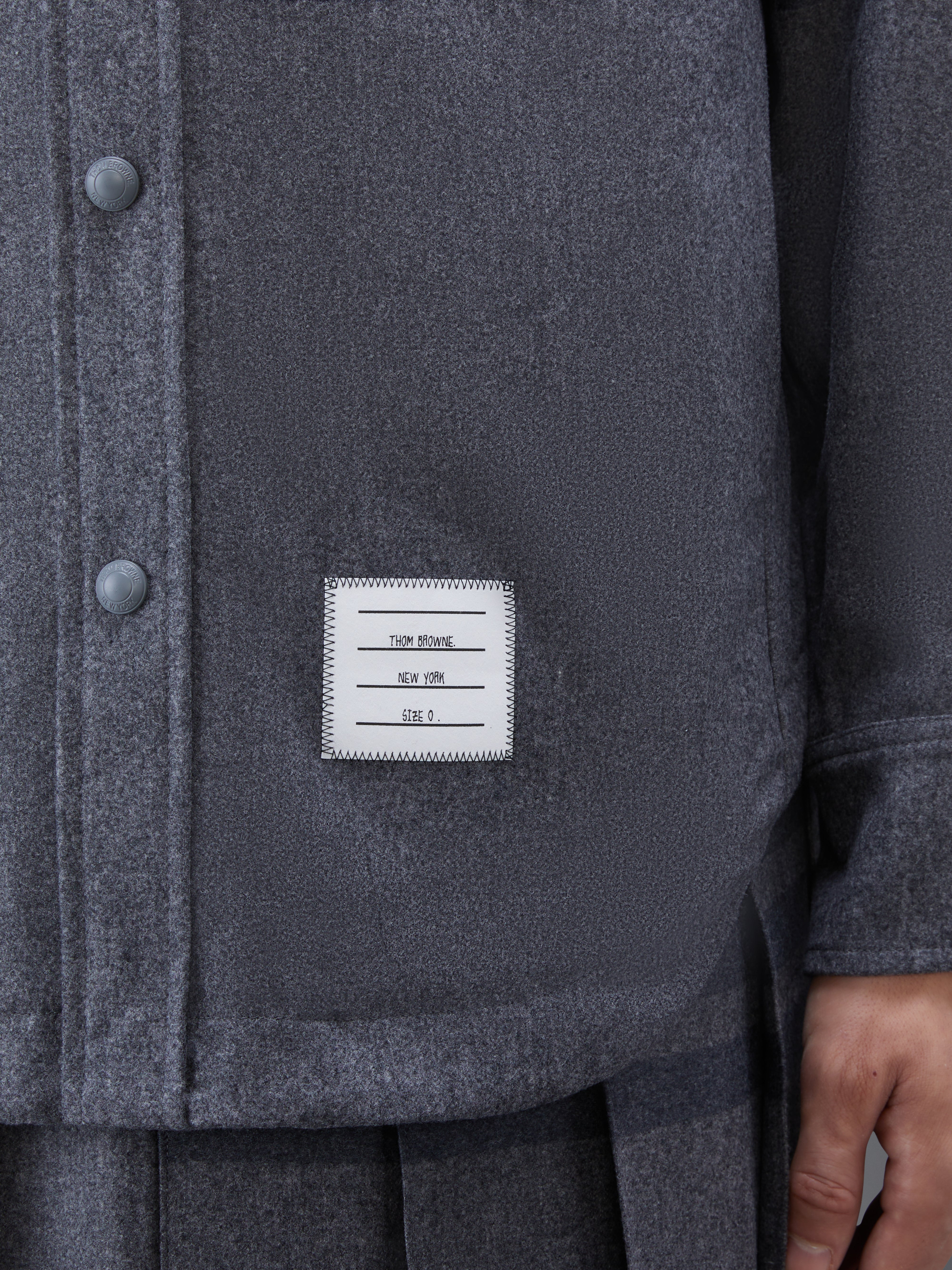 Medium Grey Wool Cashmere Flannel Tonal 4-Bar Shirt Jacket - 6